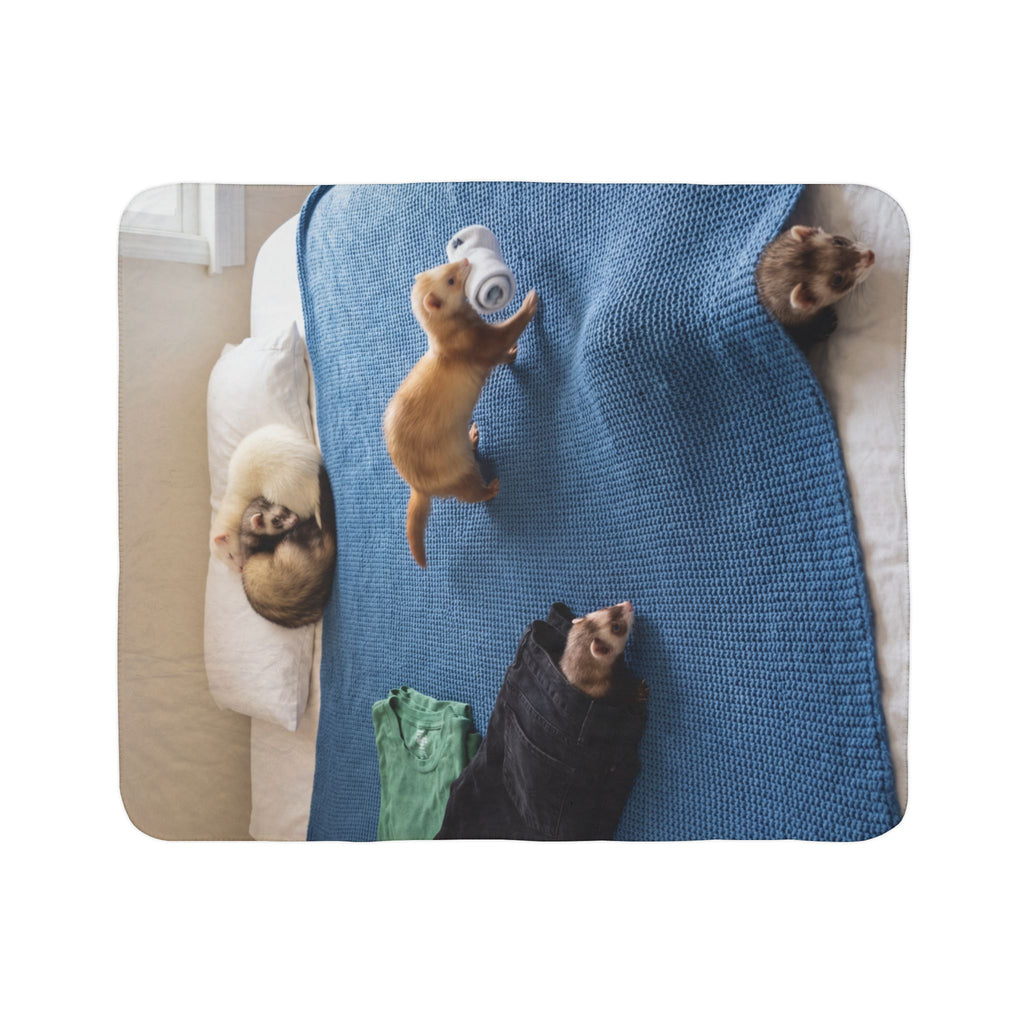 Funny Ferrets /Fleece Sherpa Blanket