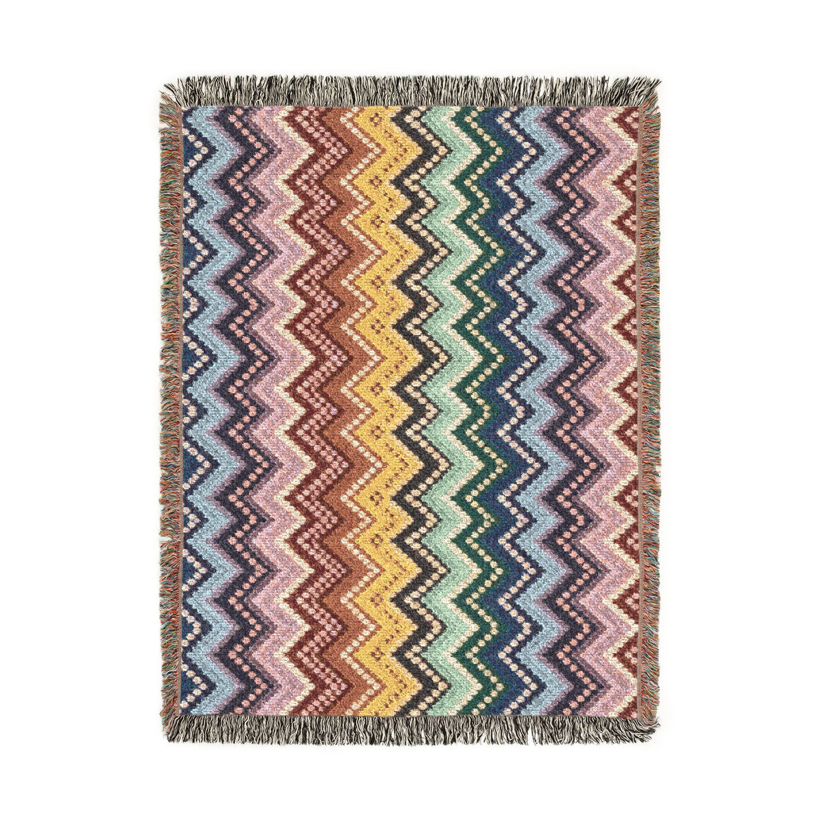 Chevron Ombré Woven Fringe Blanket - Multicolor Zigzag