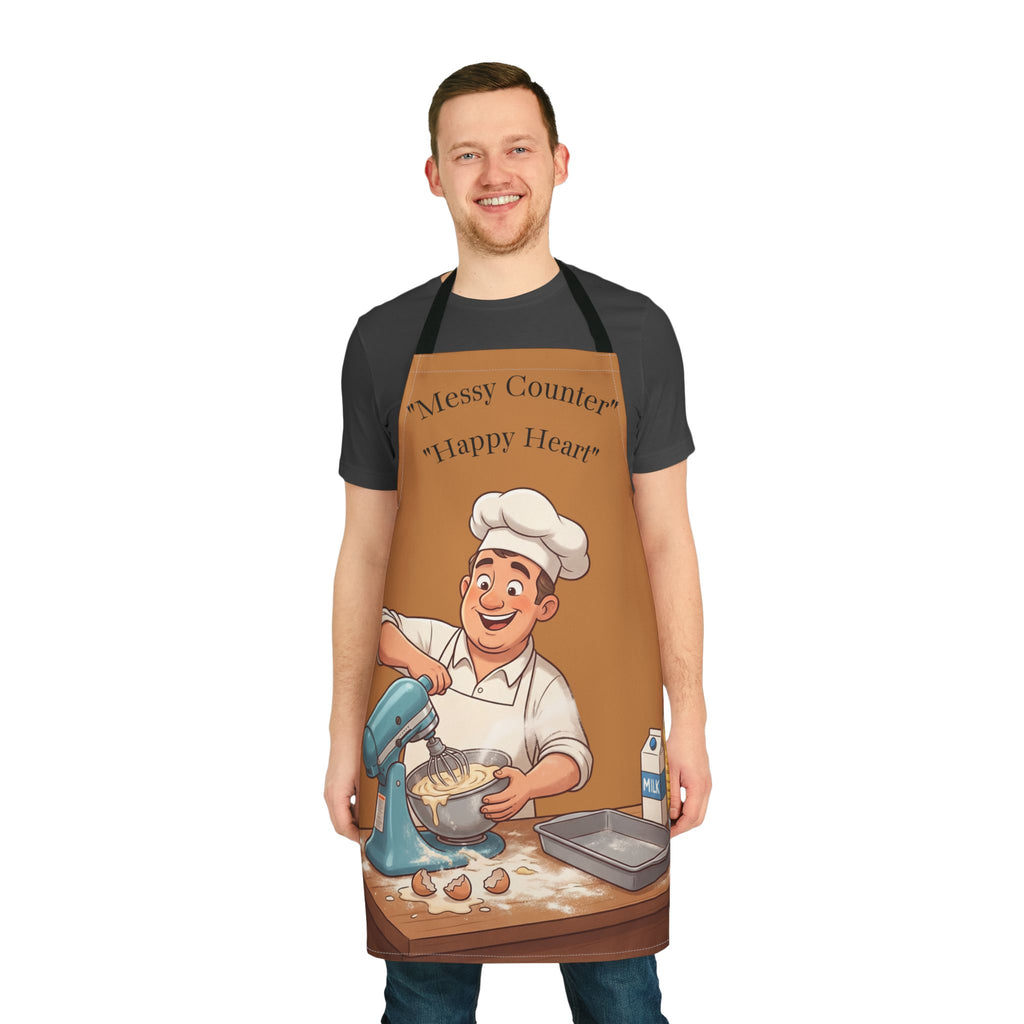 Apron Cheerful Baker Illustration | Cartoon Chef Baking, Kitchen Apron
