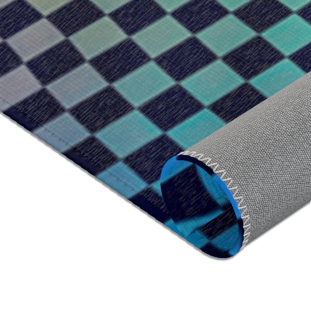 Psychedelic Wavy Checkerboard Area Rug | Trippy Optical Illusion Pattern