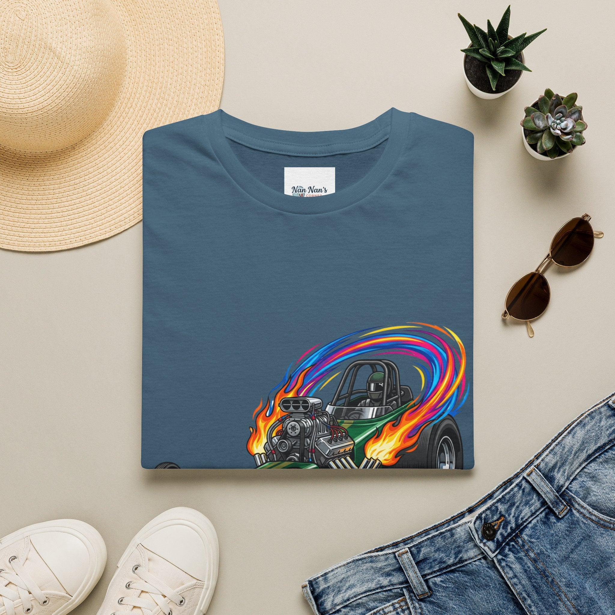 Dragster Racing Unisex Graphic T-Shirt – Novelty Soft Style Cotton Tee