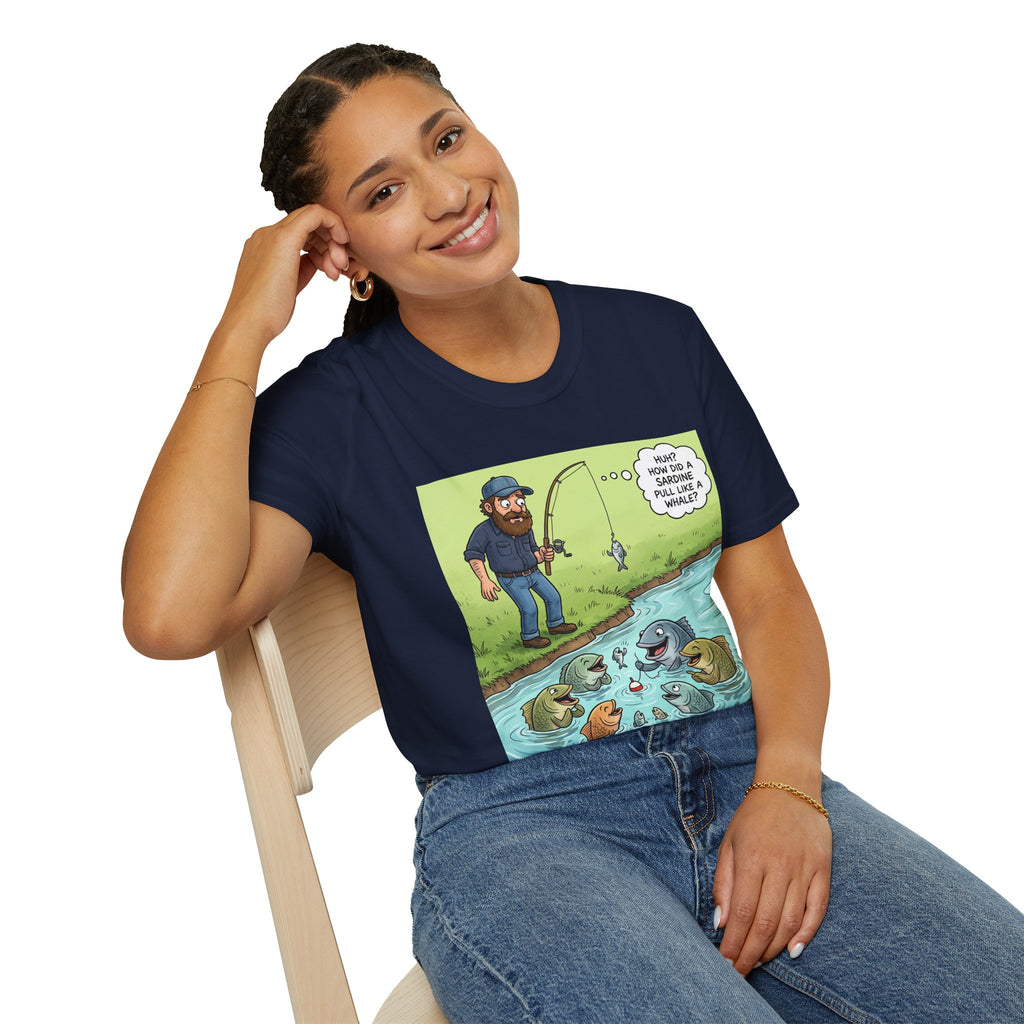 Fishing Bass Cartoon Unisex Graphic T-Shirt – Funny Lure Pond Fish Cotton Tee