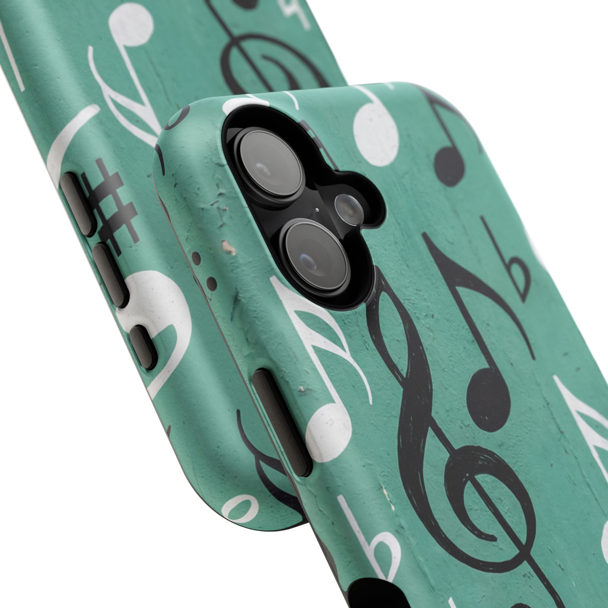 Teal Music Notes Phone Case | Impact-Resistant Case