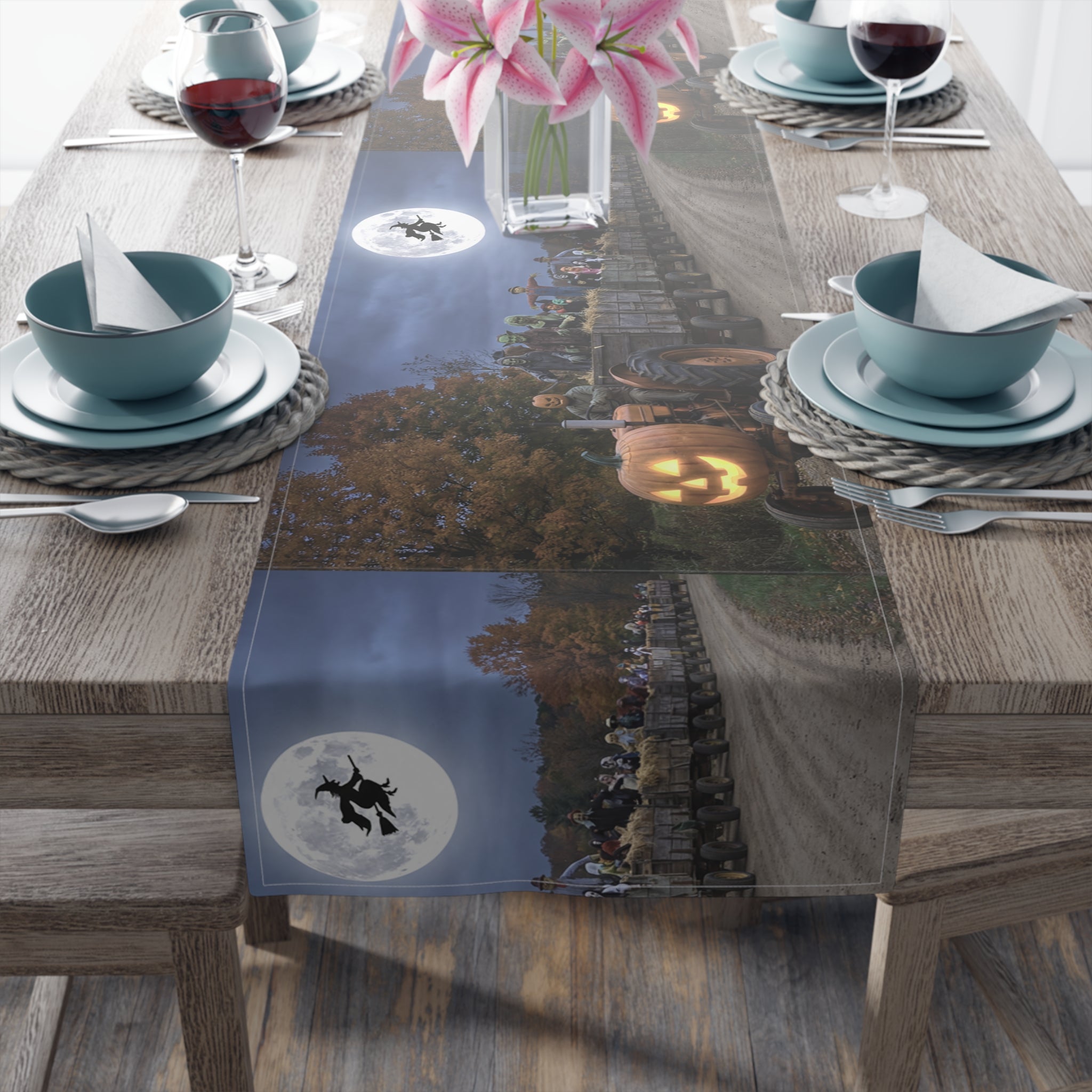 Halloween Pumpkin & Full Moon Table Runner