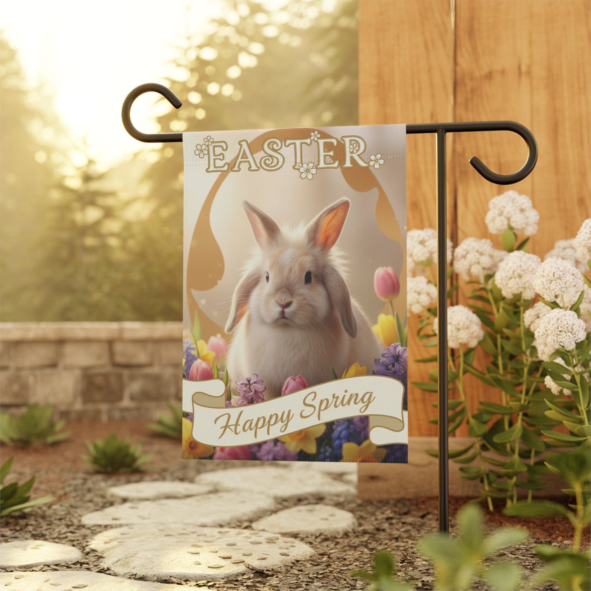 Easter Bunny Garden Flag | Happy Spring Floral Garden Banner