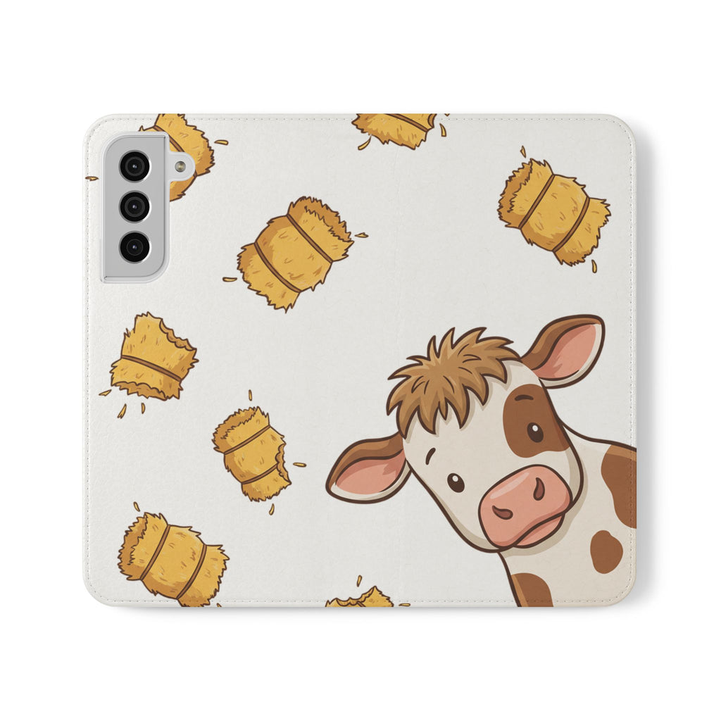Cow & Hay Pattern Flip Case/ Cute Farm Animal Phone Wallet