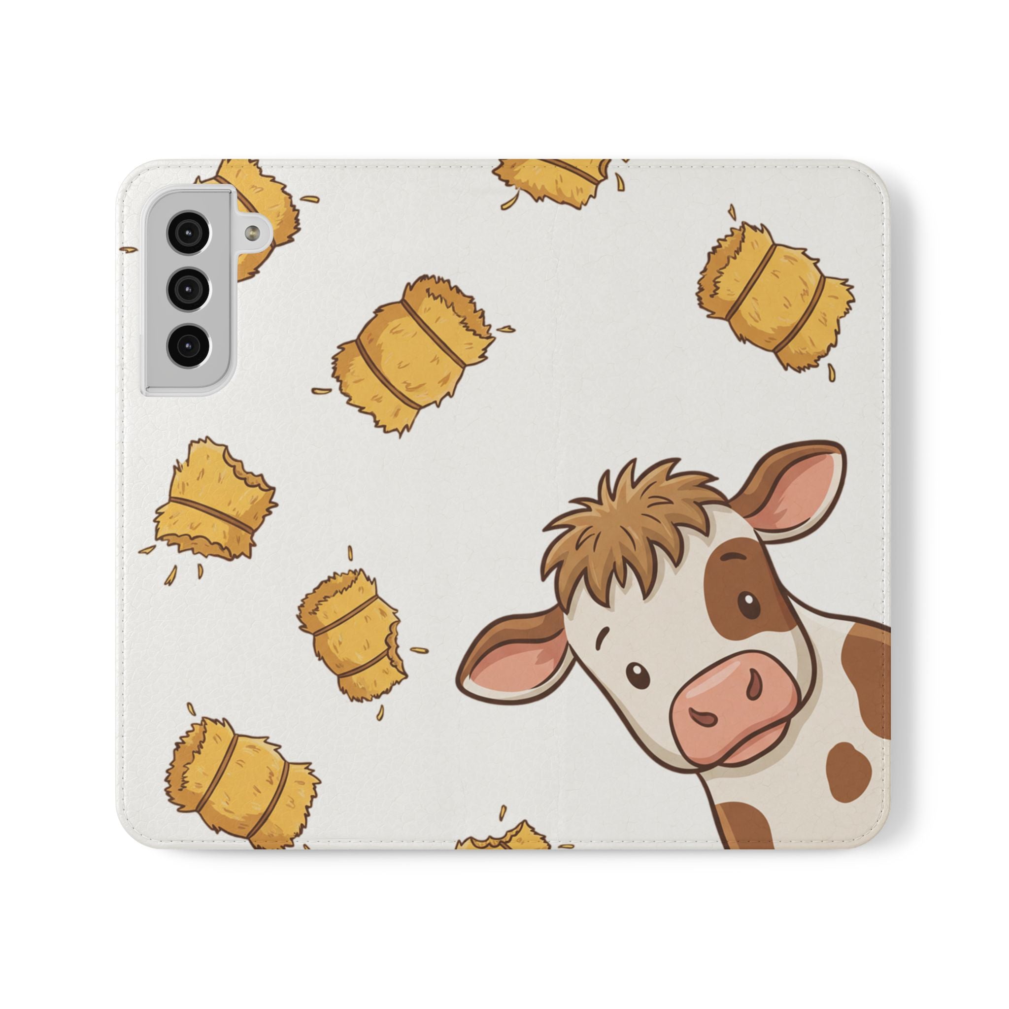 Cow & Hay Pattern Flip Case/ Cute Farm Animal Phone Wallet