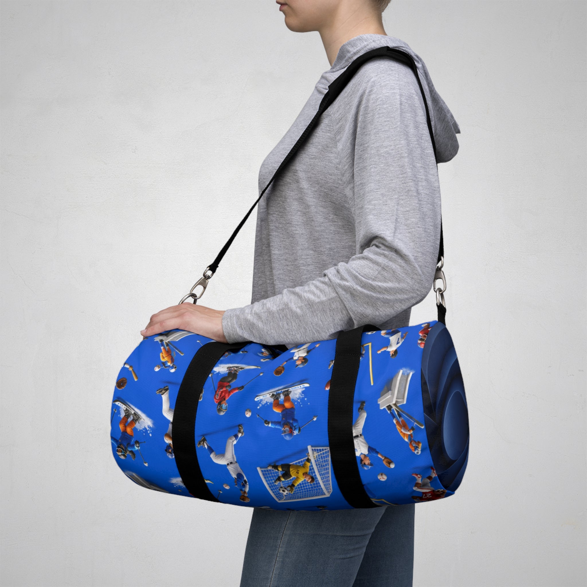Football Players Pattern Duffel Bag — Sport Travel Gym Bag for Fans & Athletes
