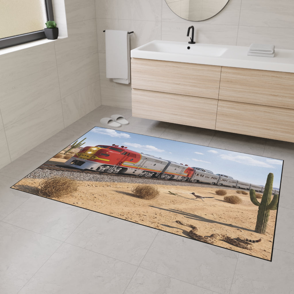 Santa Fe Desert Train Floor Mat | Southwestern Railroad Scene, Heavy Duty
