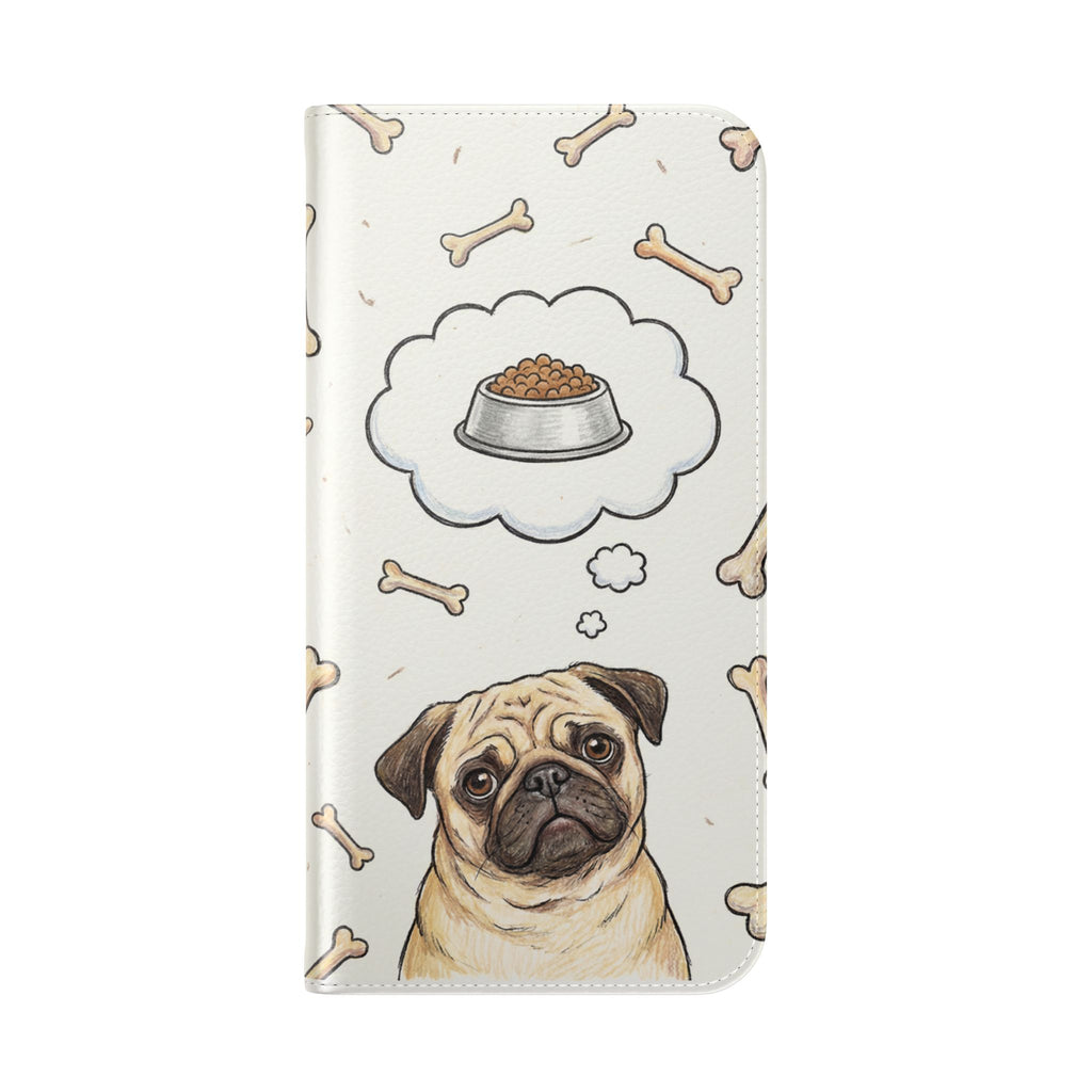 Pug & Bones Phone Flip Case / Cute Dog Wallet Cover