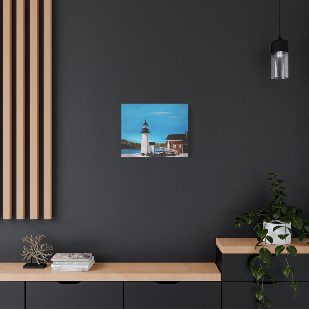 Lighthouse Coastal Painting Canvas | Matte Stretched Wall Art
