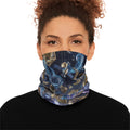 Cosmic Geometry Neck Gaiter | Celestial Moon & Crystal Orbs