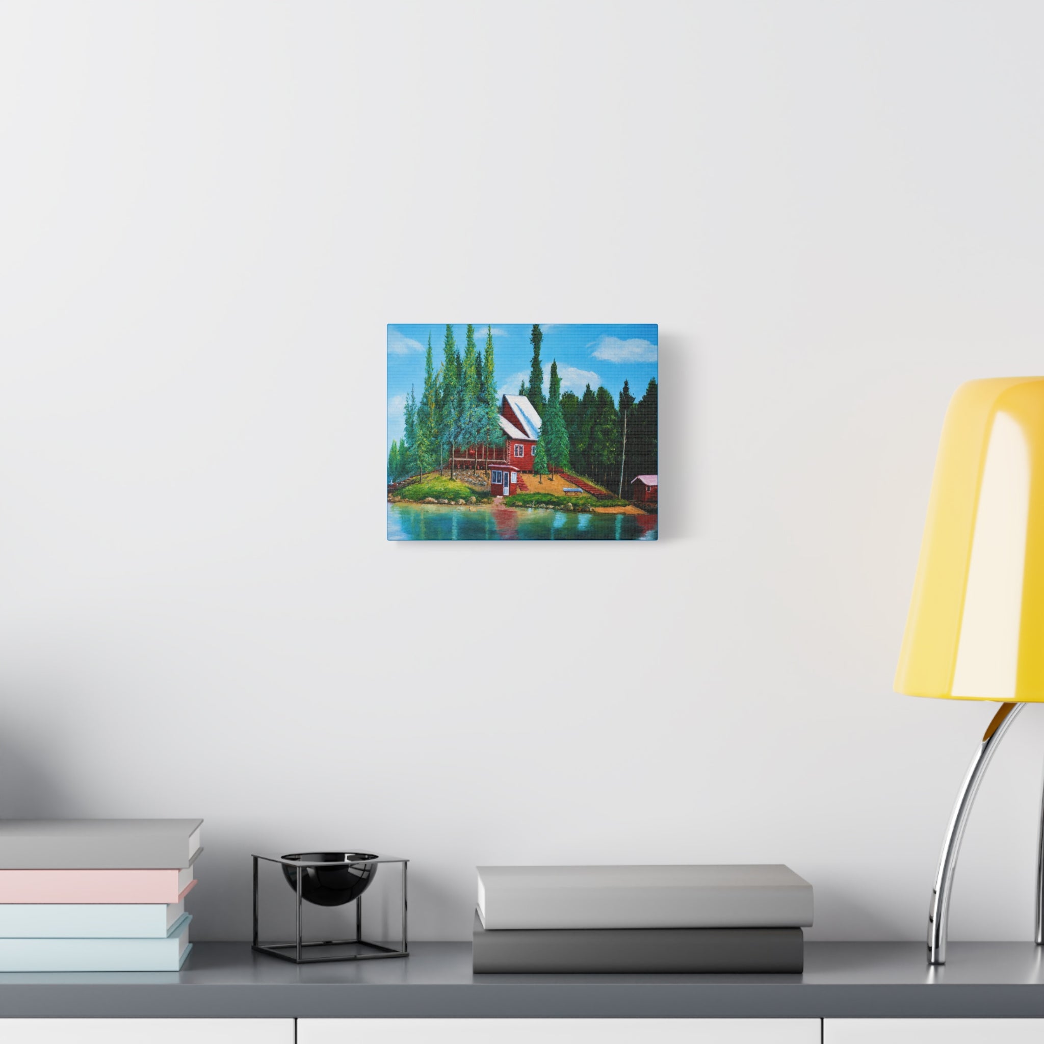 Lakeside Red Cabin /Matte Canvas