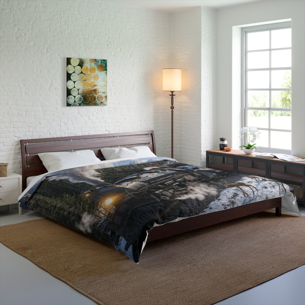 Vintage Steam Train Comforter — Mountain Freight Scenic Bedding