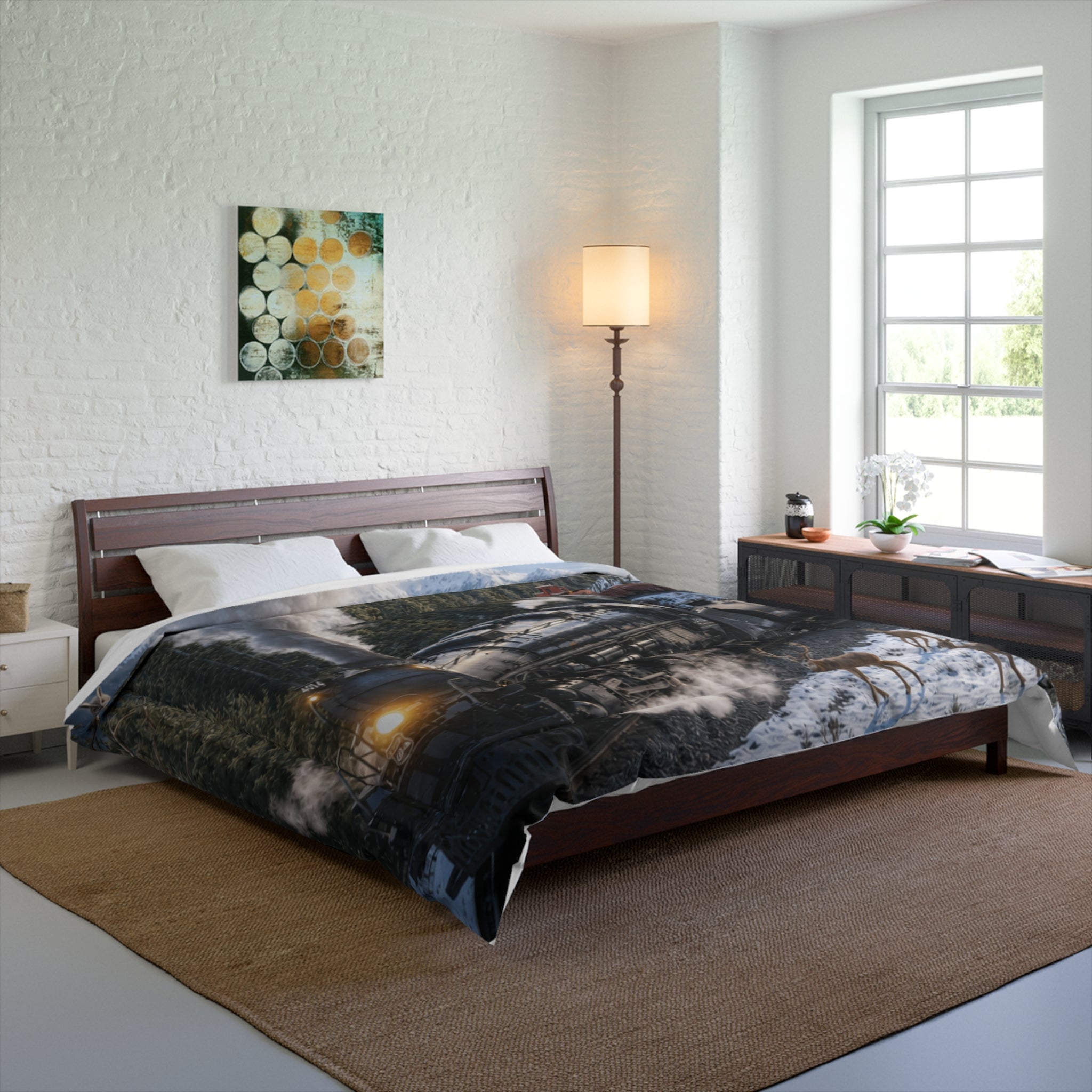 Vintage Steam Train Comforter — Mountain Freight Scenic Bedding