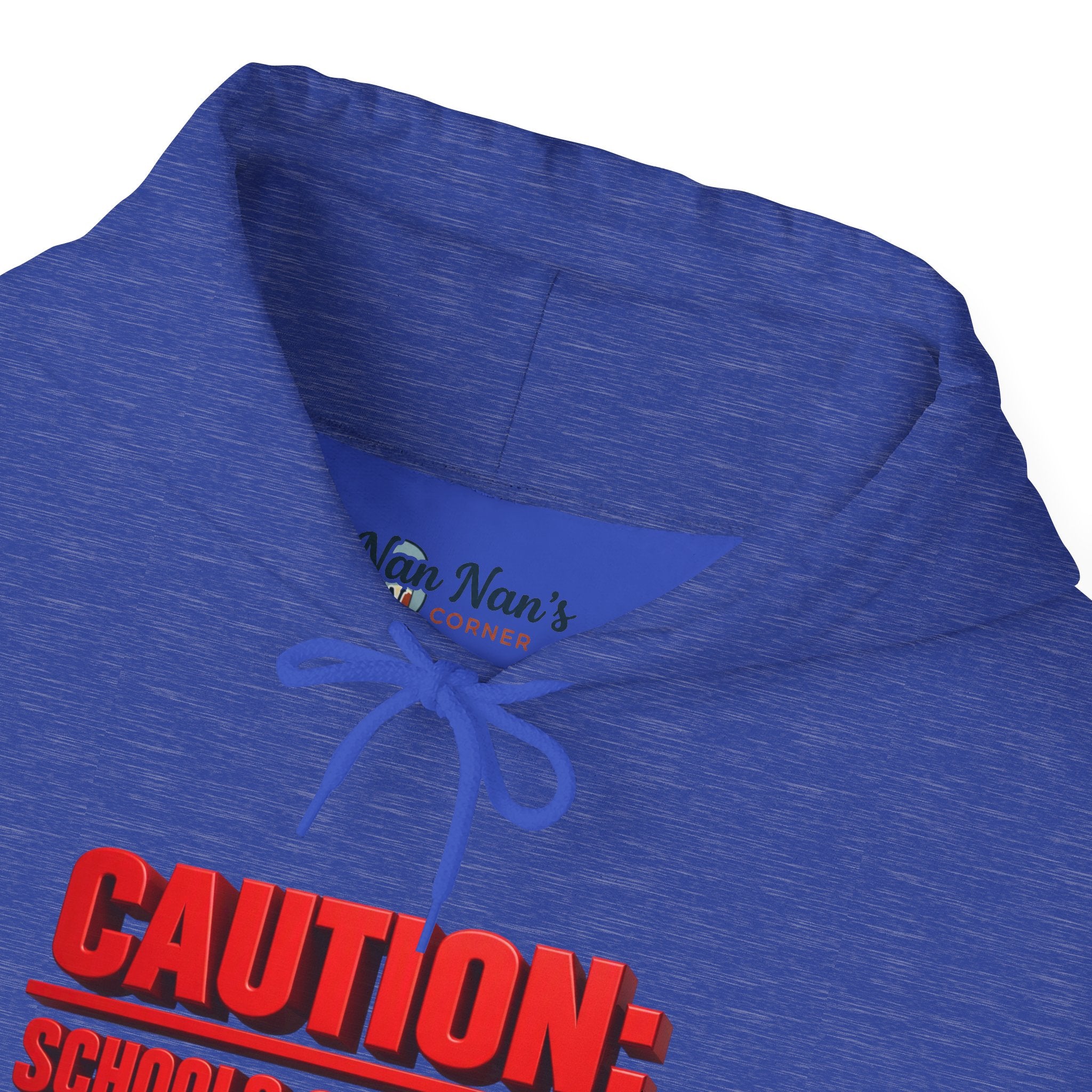 Hoodie — "CAUTION: Schools Starting, Re-Installing Brain" Back-to-School Graphic Hoodie