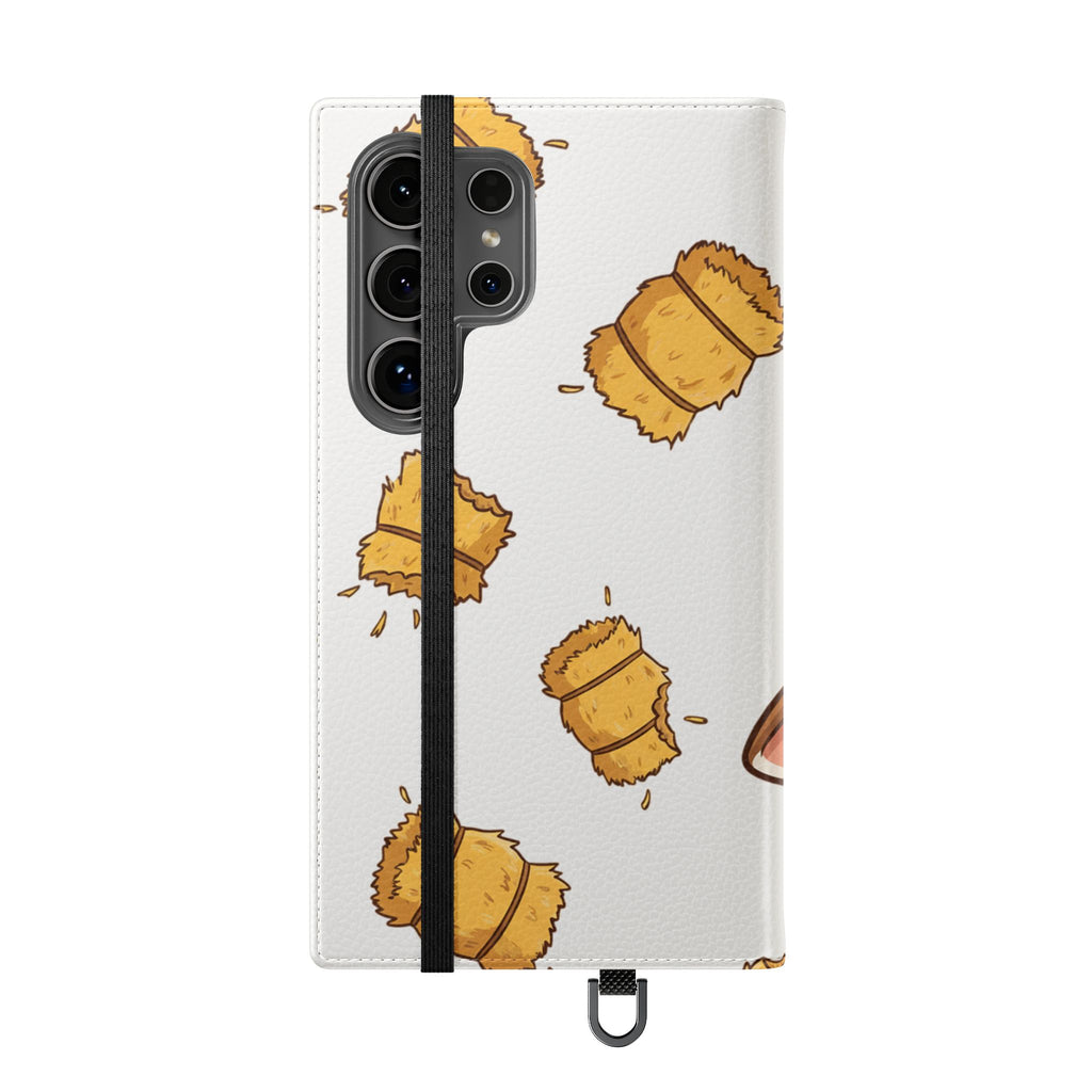 Cow & Hay Pattern Flip Case/ Cute Farm Animal Phone Wallet