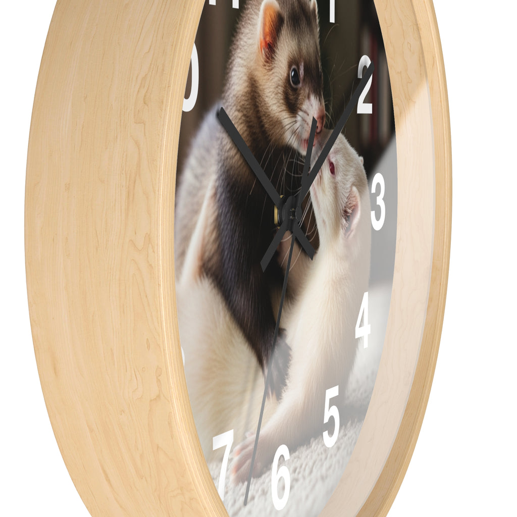 Ferret Pair Wall Clock / Cute Ferret Photo Clock for Pet Lovers