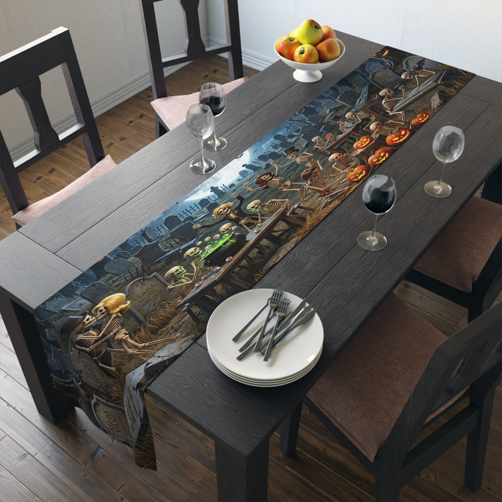 Haunted Graveyard Scene Table Runner | Halloween Cemetery Design