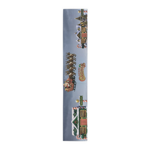Christmas Village Scene Table Runner | Holiday Snowy Cottage Design