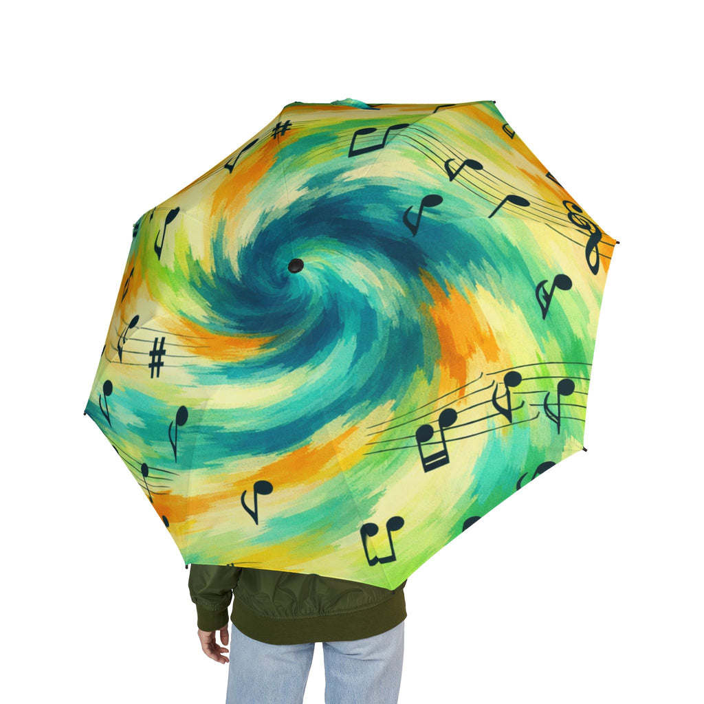Musical Notes Swirl Umbrella | Colorful Music Pattern Foldable Umbrella