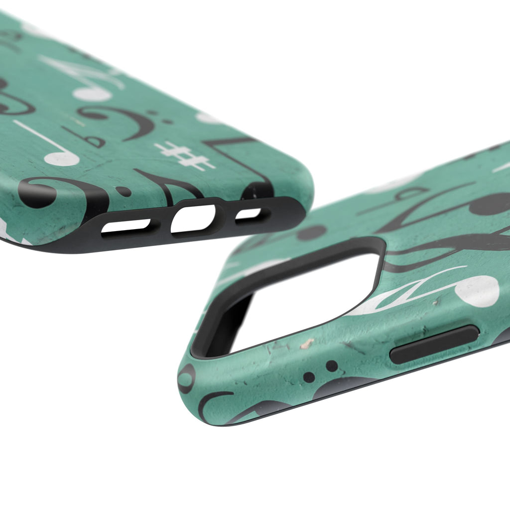 Teal Music Notes Phone Case | Impact-Resistant Case