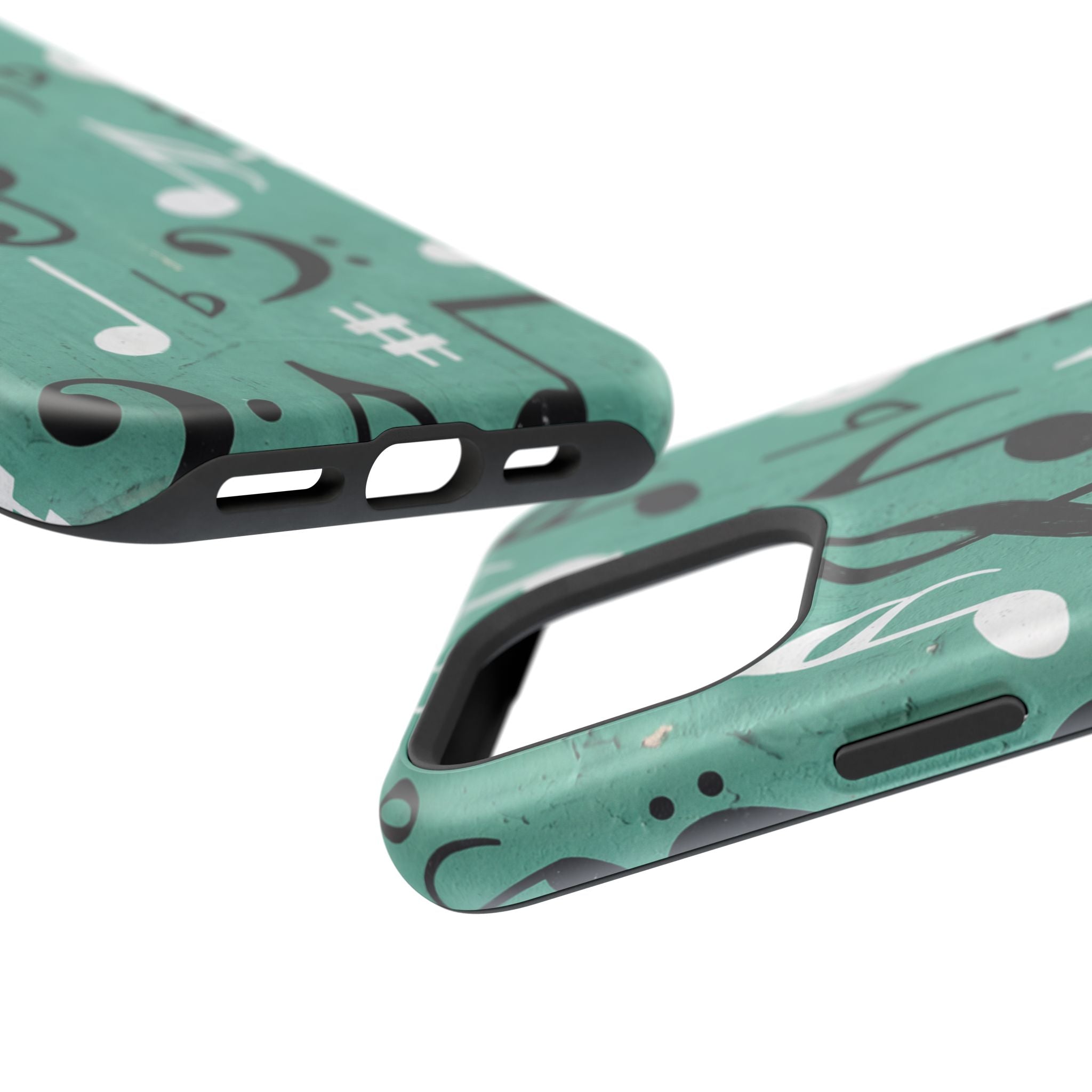 Teal Music Notes Phone Case | Impact-Resistant Case