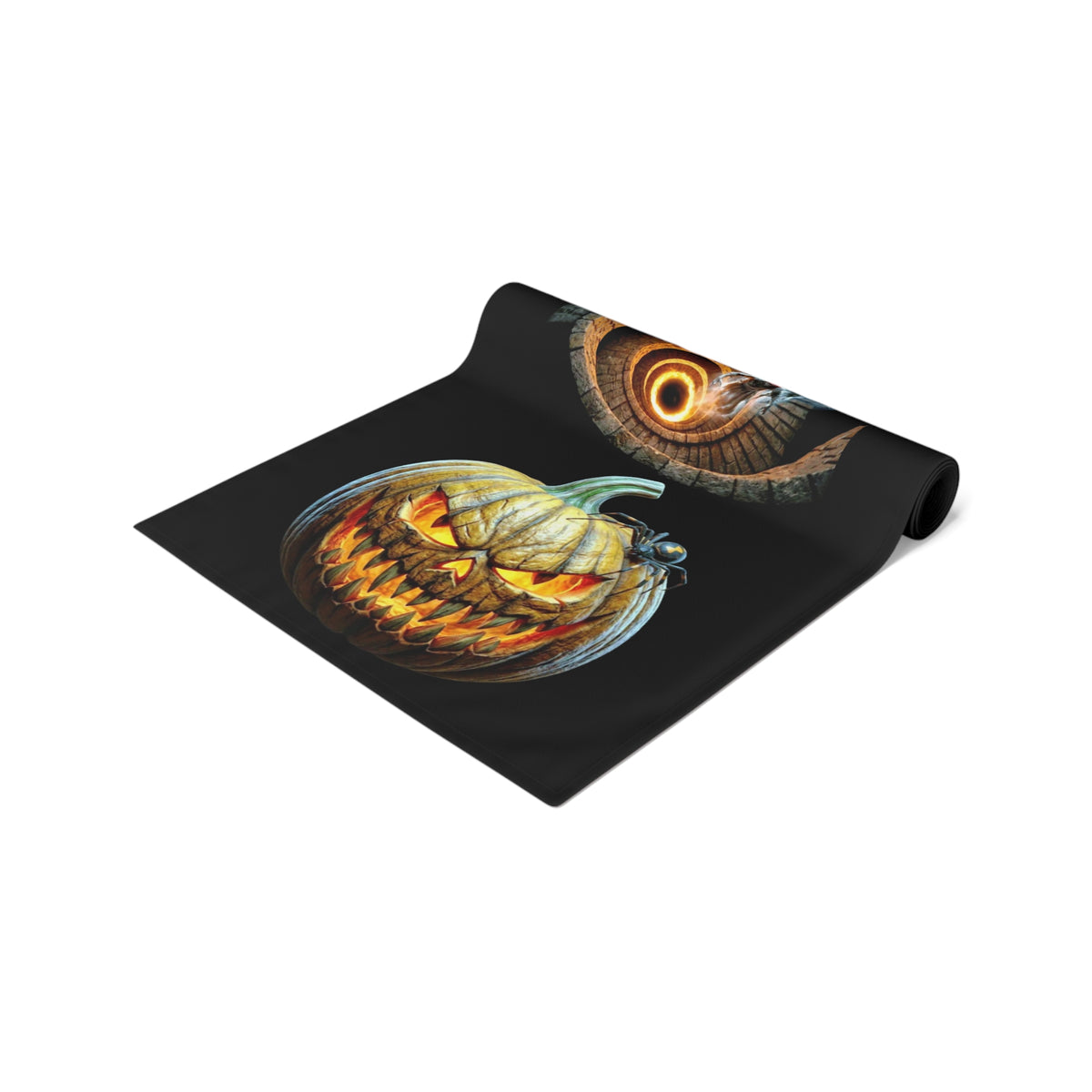 Jack-O'-Lantern & Haunted House Table Runner | Vintage Halloween Storybook Decor