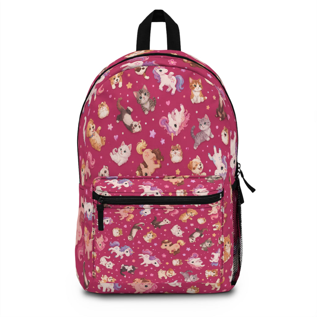 Cute Puppies Pattern Backpack | Pink Dog Print School Bag
