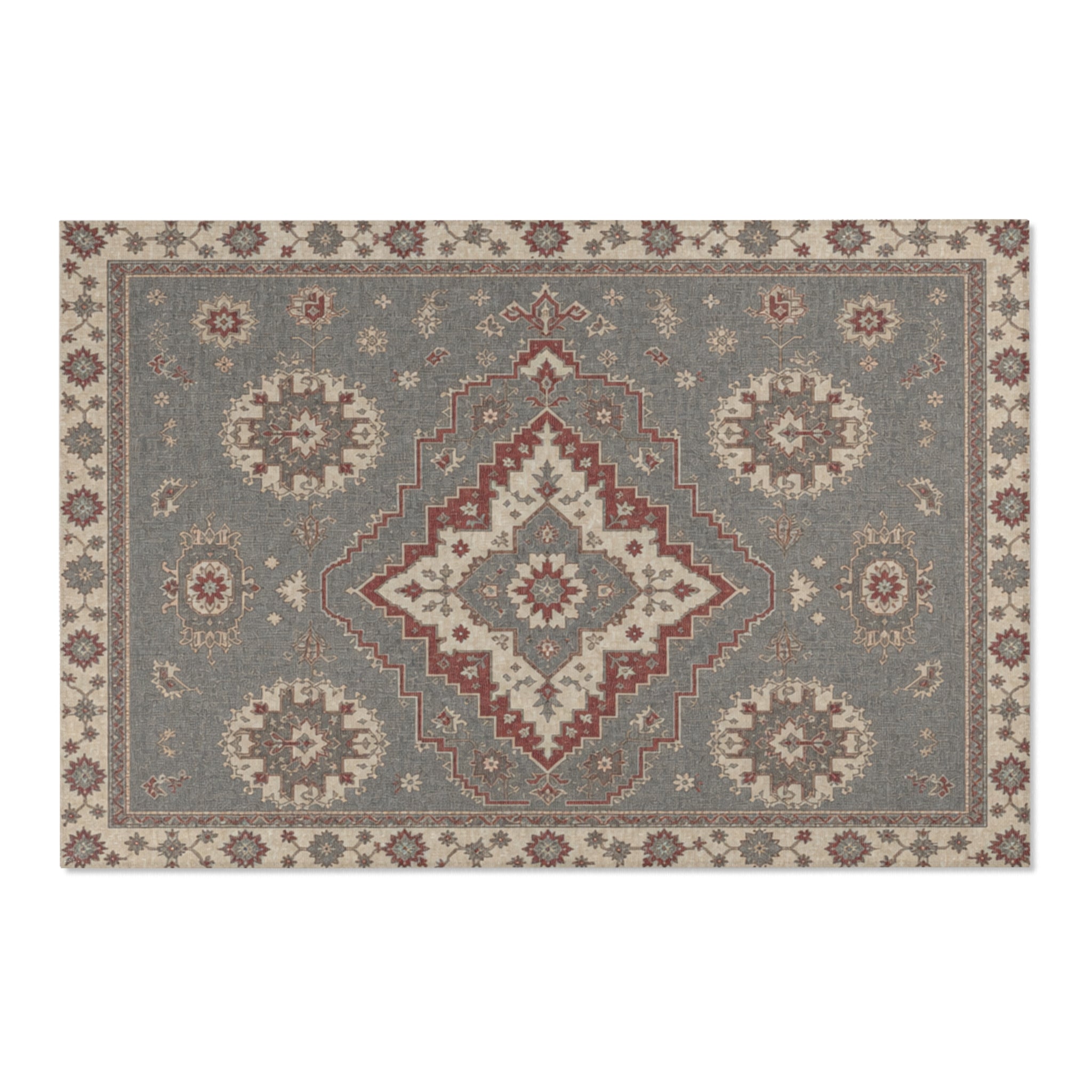Vintage Medallion Area Rug | Traditional Persian Inspired Floor Rug