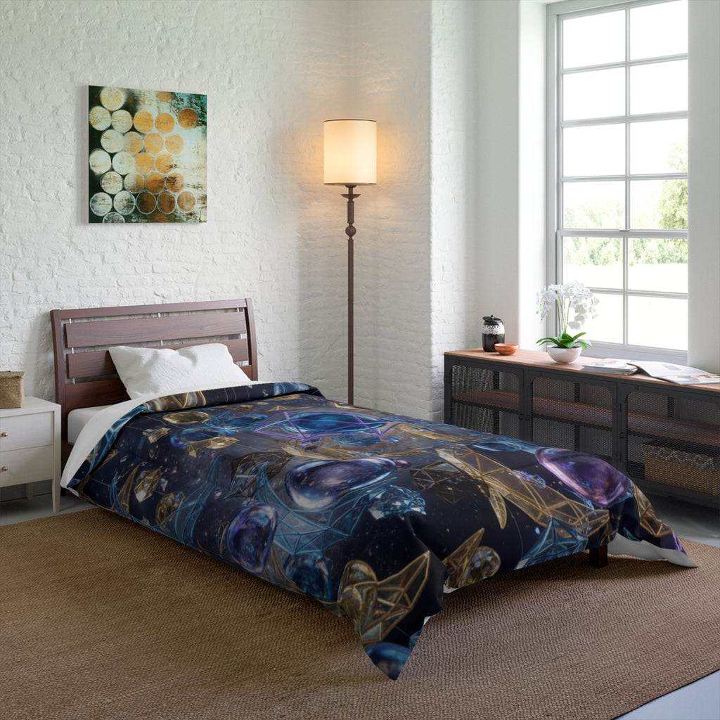 Celestial Gemstone Comforter / Moon & Crystal Galaxy Bedding