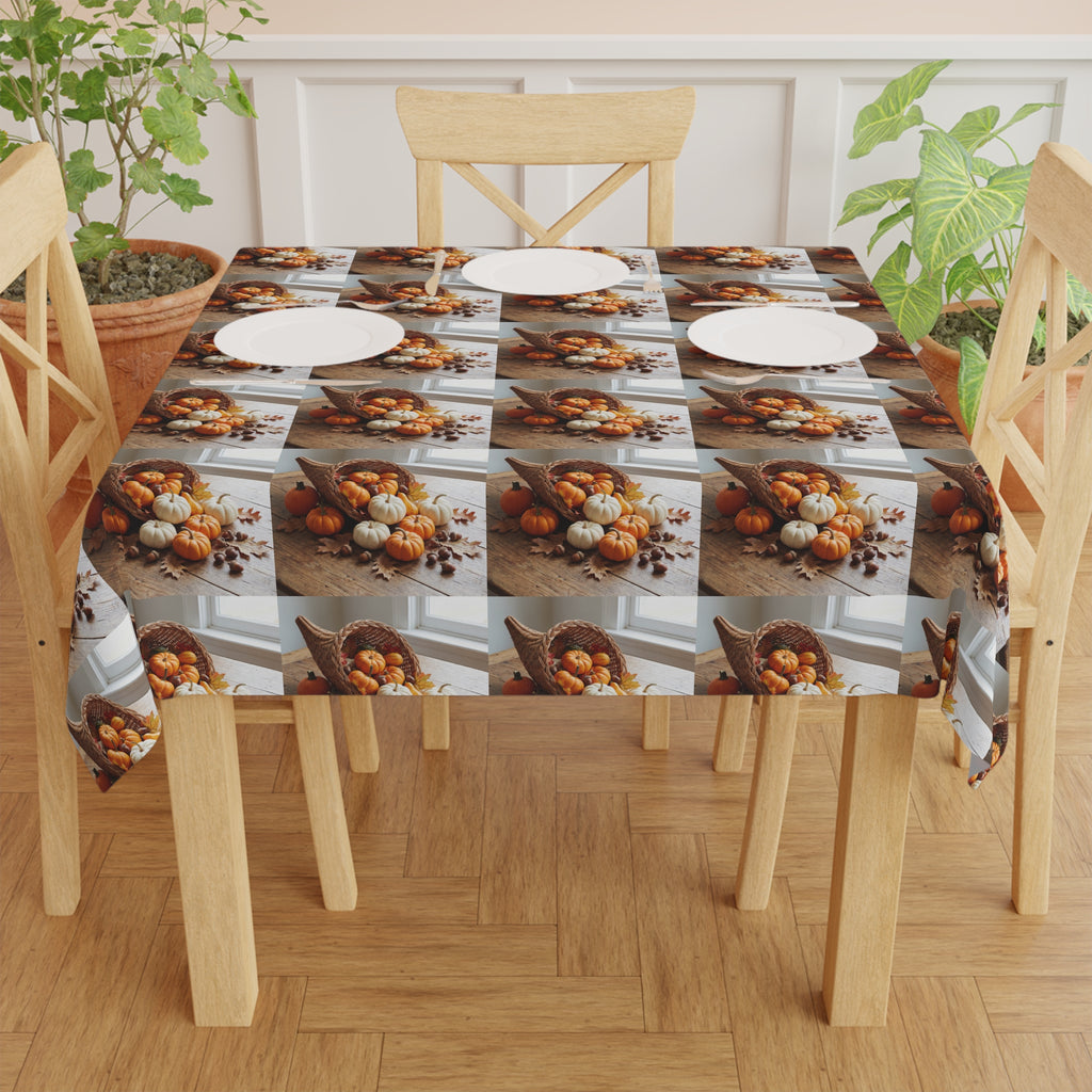 Fall Cornucopia Tablecloth / Harvest Thanksgiving Autumn Pumpkin Centerpiece Print