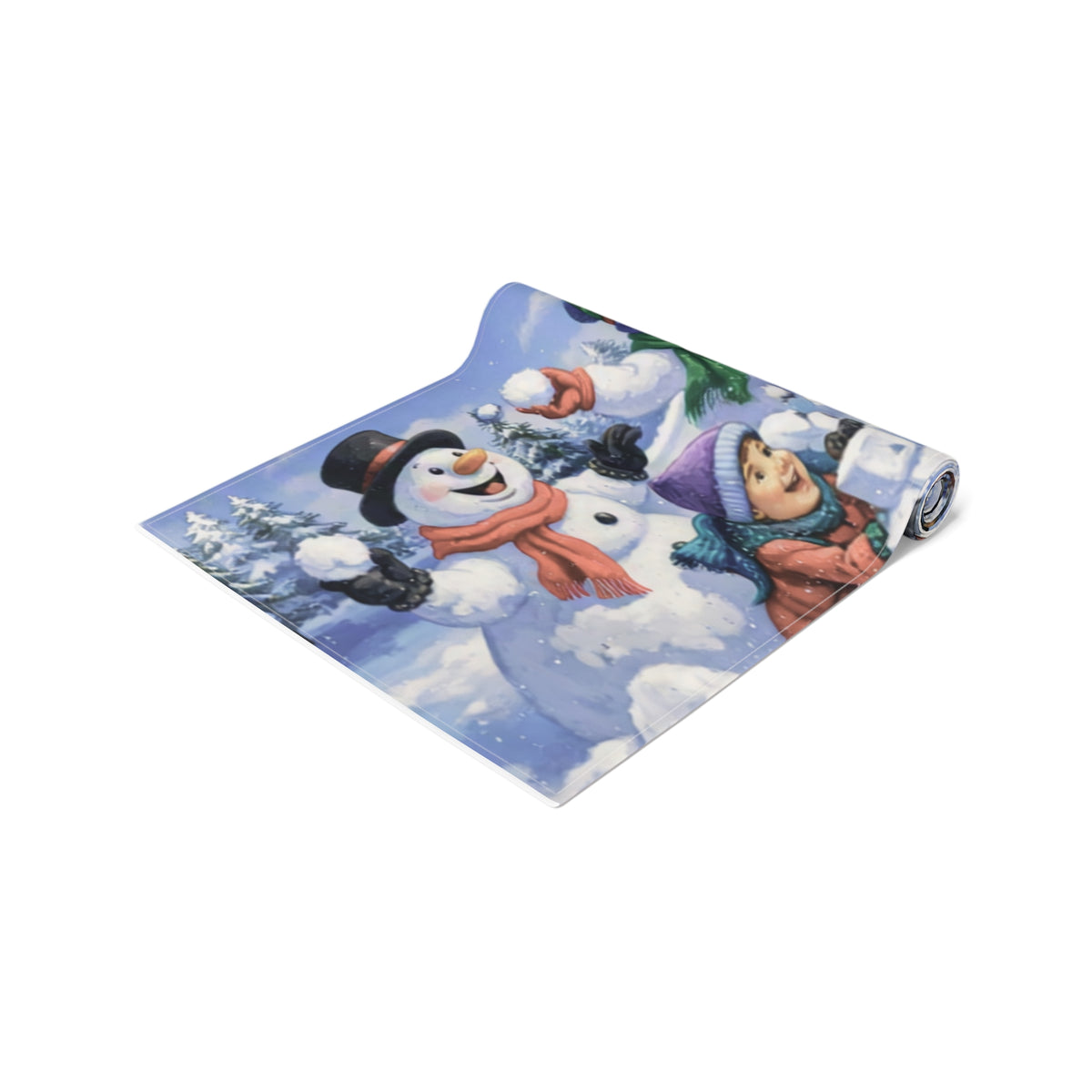 Snowball Fight Snowman Table Runner | Winter Christmas Table Decor