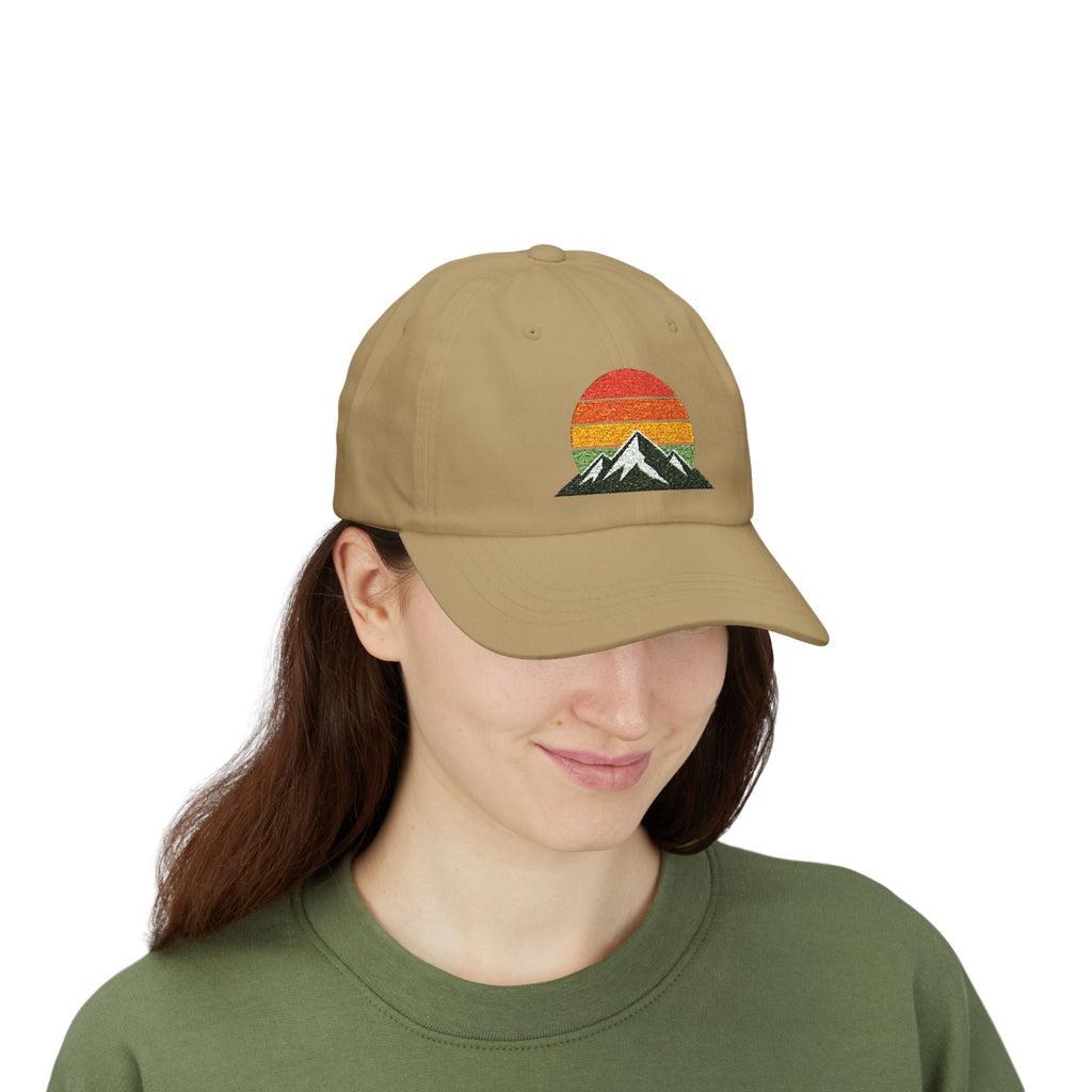 Retro Mountain Sunset Dad Cap | Embroidered Mountain Hat
