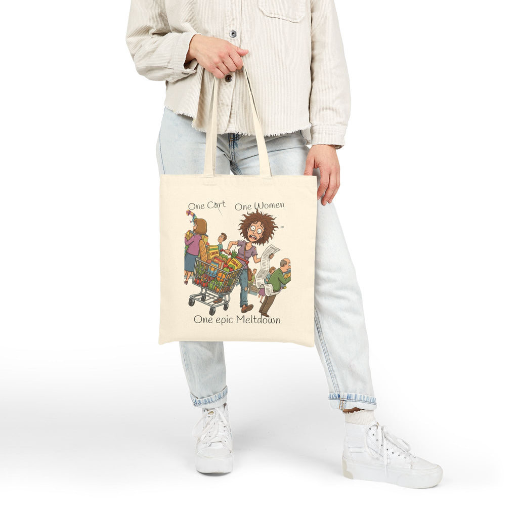 Funny Grocery Tote Bag / Epic Meltdown" Cotton Canvas Shopper