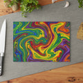 Paint Swirl Glass Cutting Board | Colorful Abstract Kitchen Decor