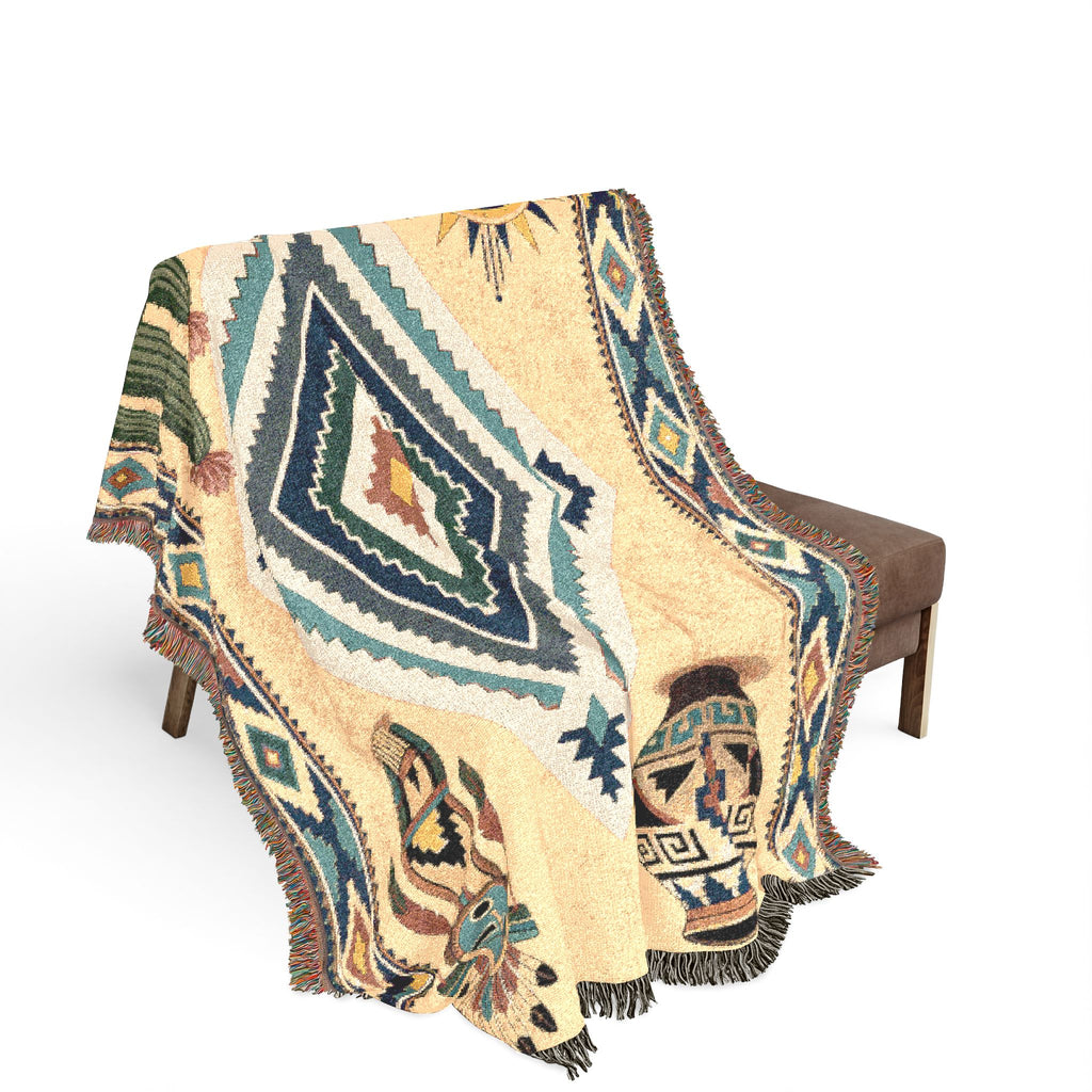 Southwestern Diamond Woven Blanket - Navajo Cactus