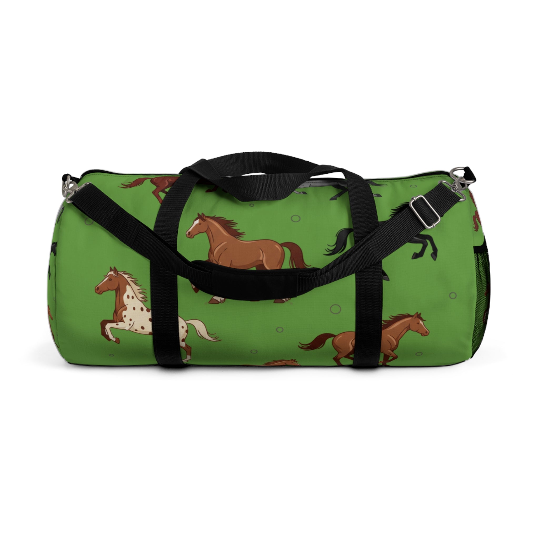 Green Equestrian Horse Pattern Duffel Bag / Travel Gym Overnight Bag