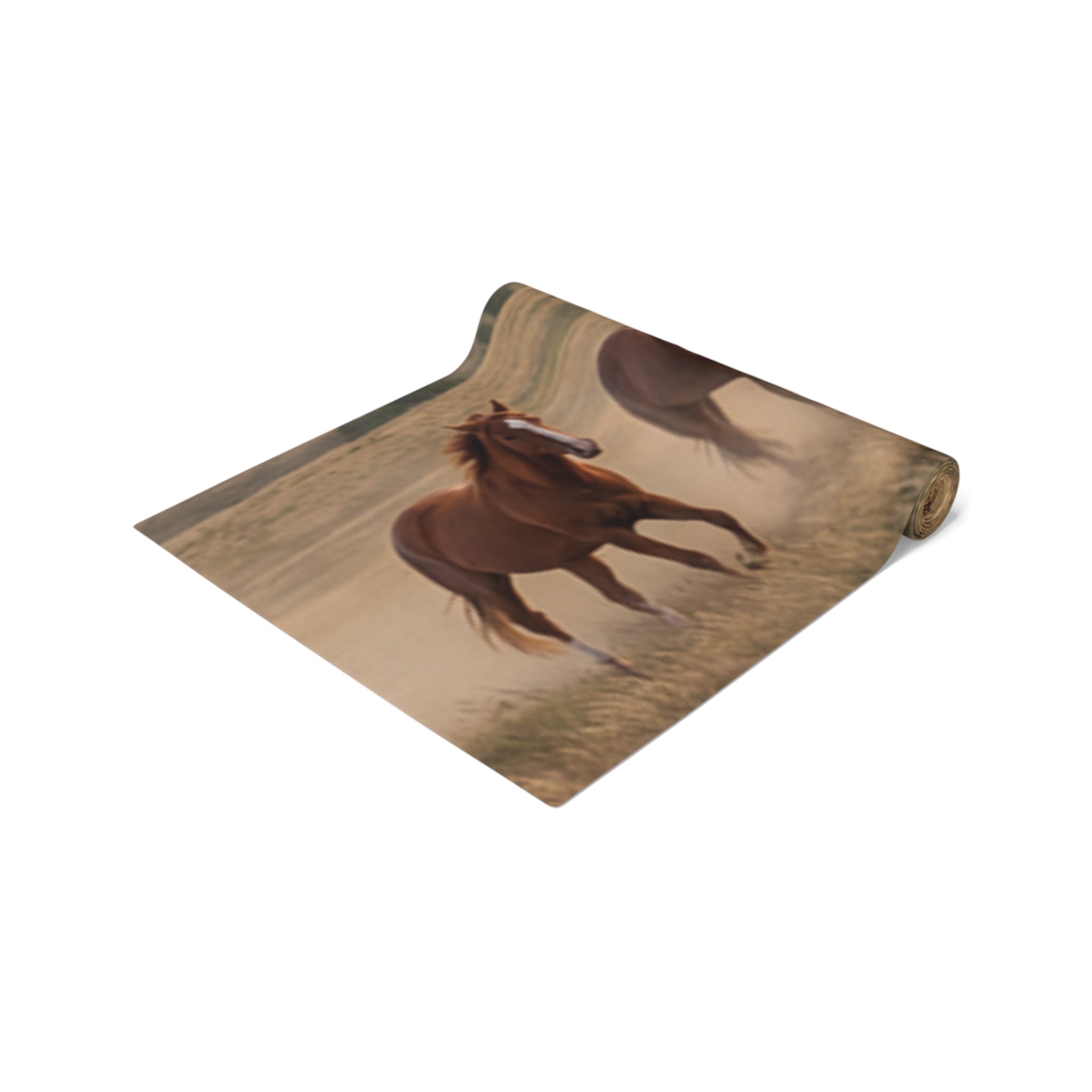 Horse Herd Table Runner - Rustic Galloping Horses Cotton-Poly Dining Decor