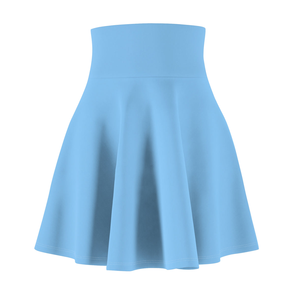 Solid Light Blue Skater Skirt - All-Over Print