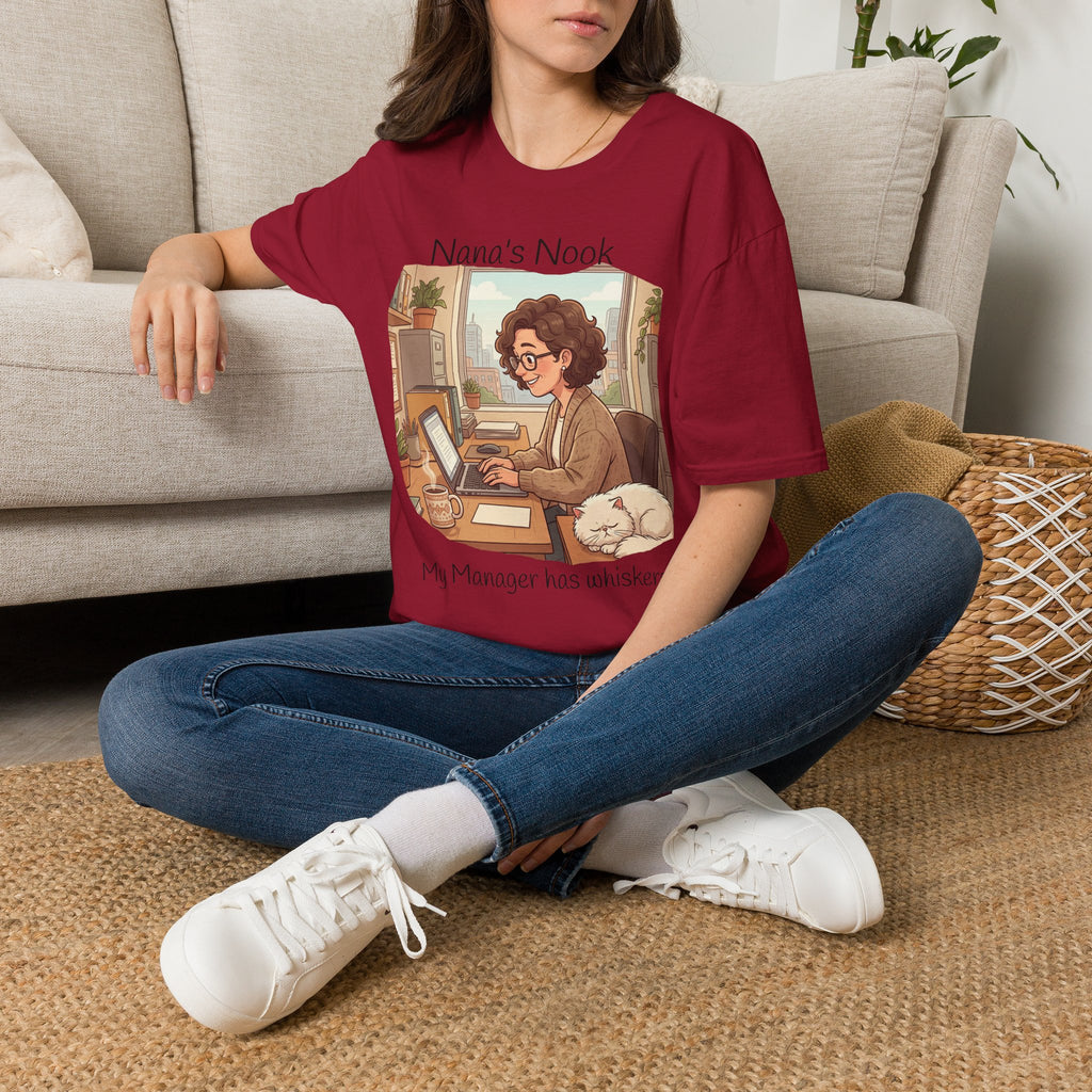 T-Shirt / "Nana's Nook: My Manager Has Whiskers" Cozy Grandma Cat Lover Tee