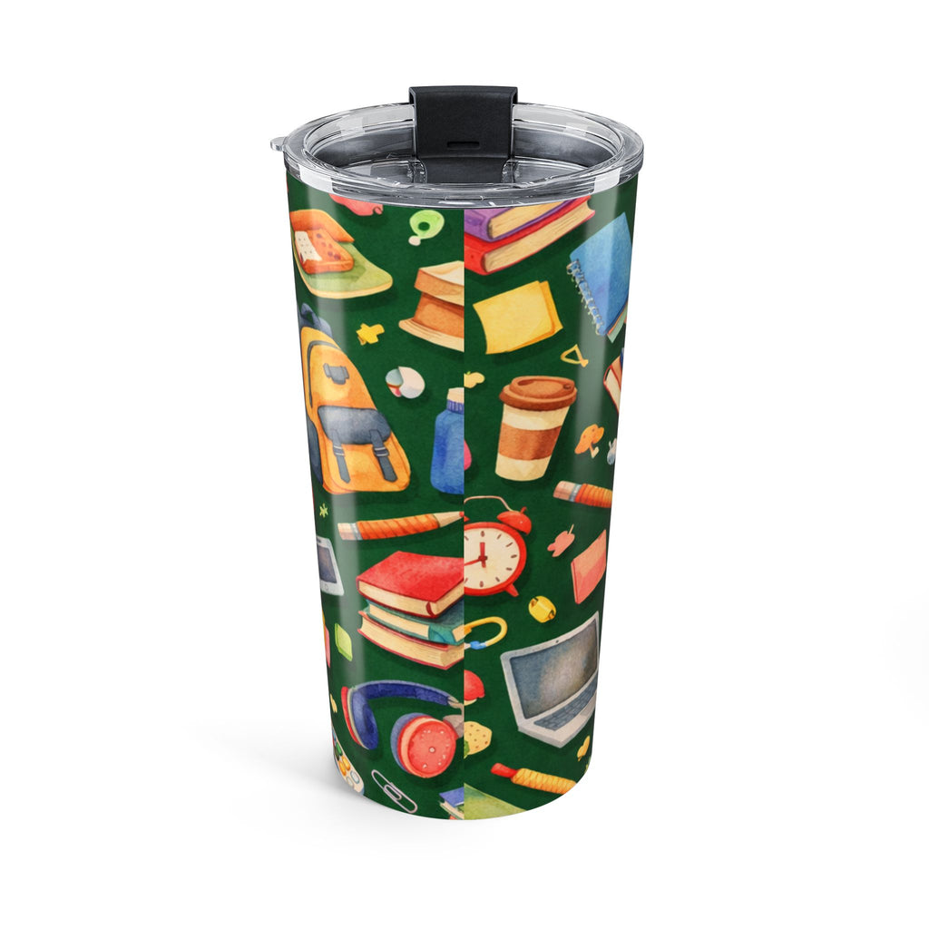 Back to School Pattern Tumbler 20oz | Books, Backpack, Coffee