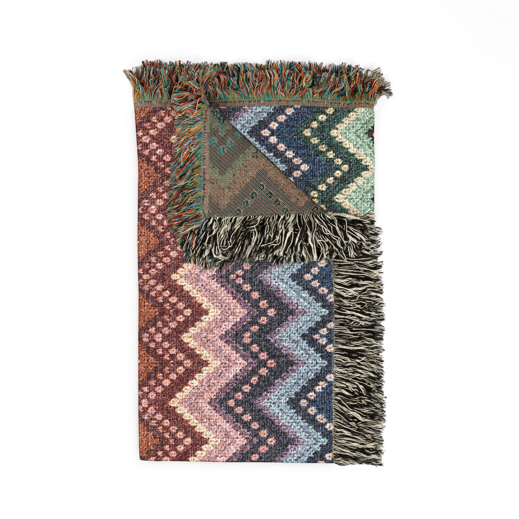 Chevron Ombré Woven Fringe Blanket - Multicolor Zigzag