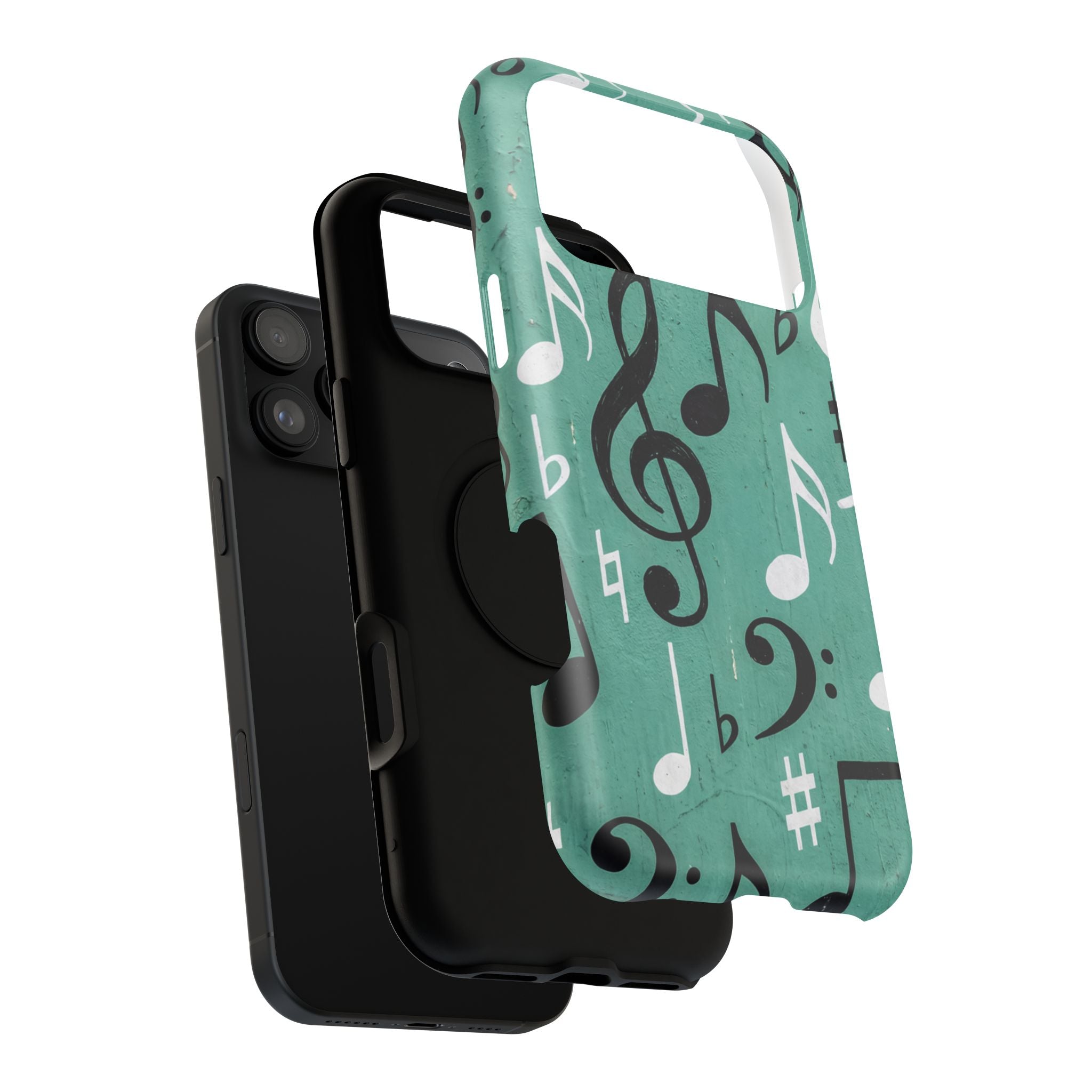 Teal Music Notes Phone Case | Impact-Resistant Case