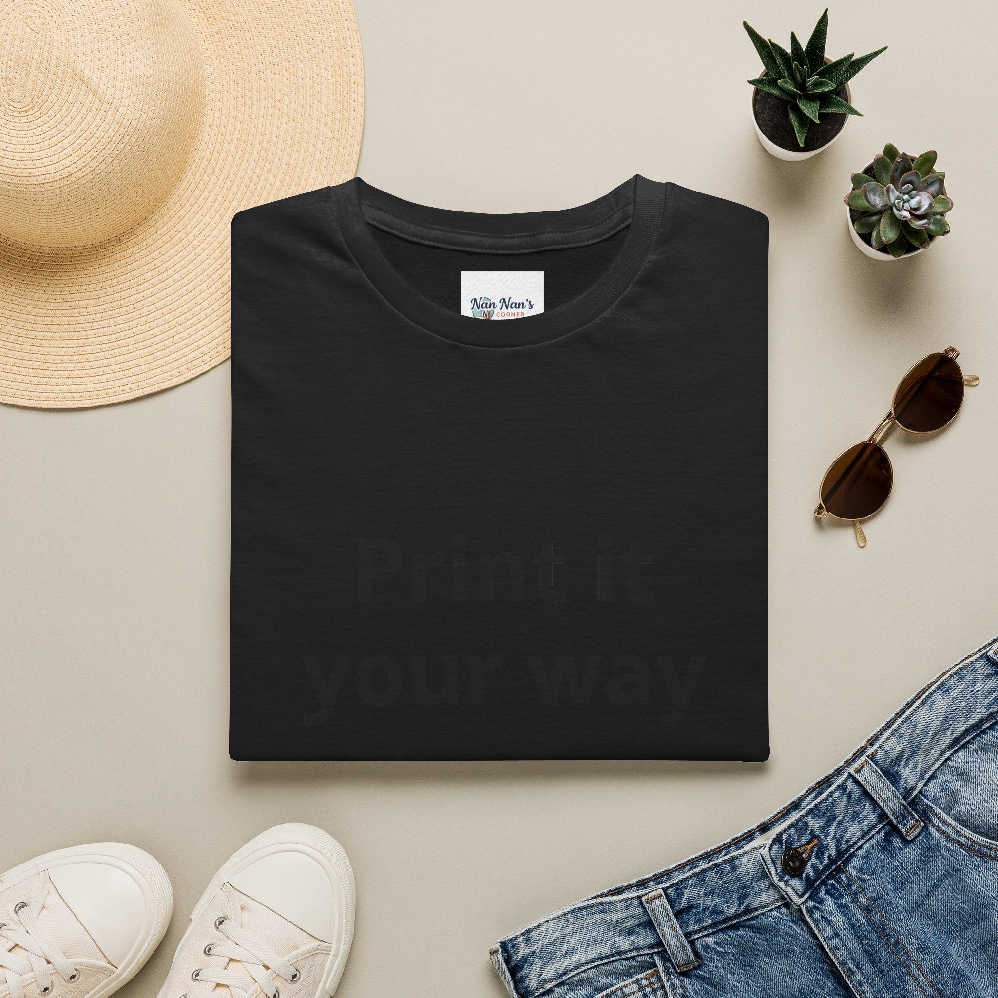Print it Your Way T-Shirt | Customizable Text Mockup Tee