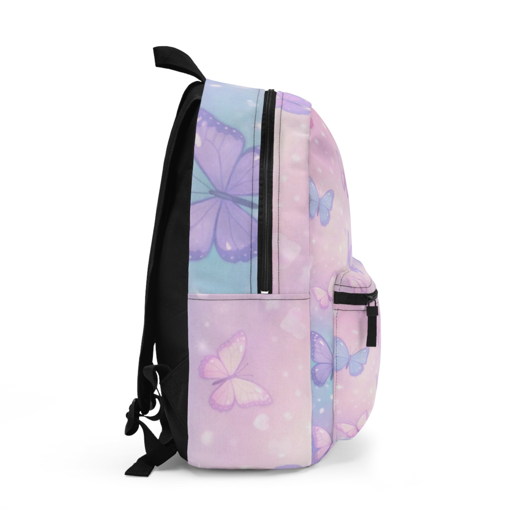 Pastel Butterfly Pattern Backpack | Pink Lavender Stars