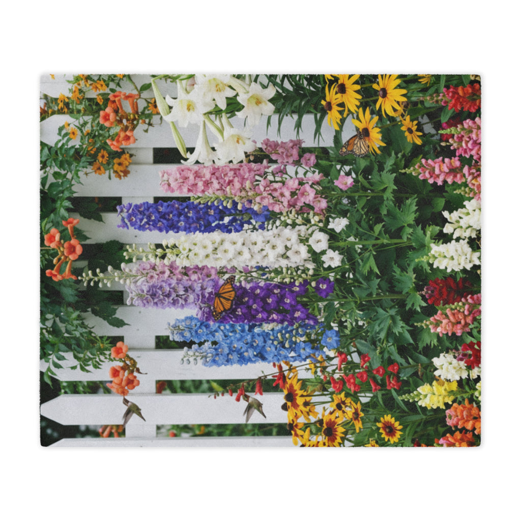 Floral Garden Minky Blanket/ Colorful Lupines & Butterfly Throw
