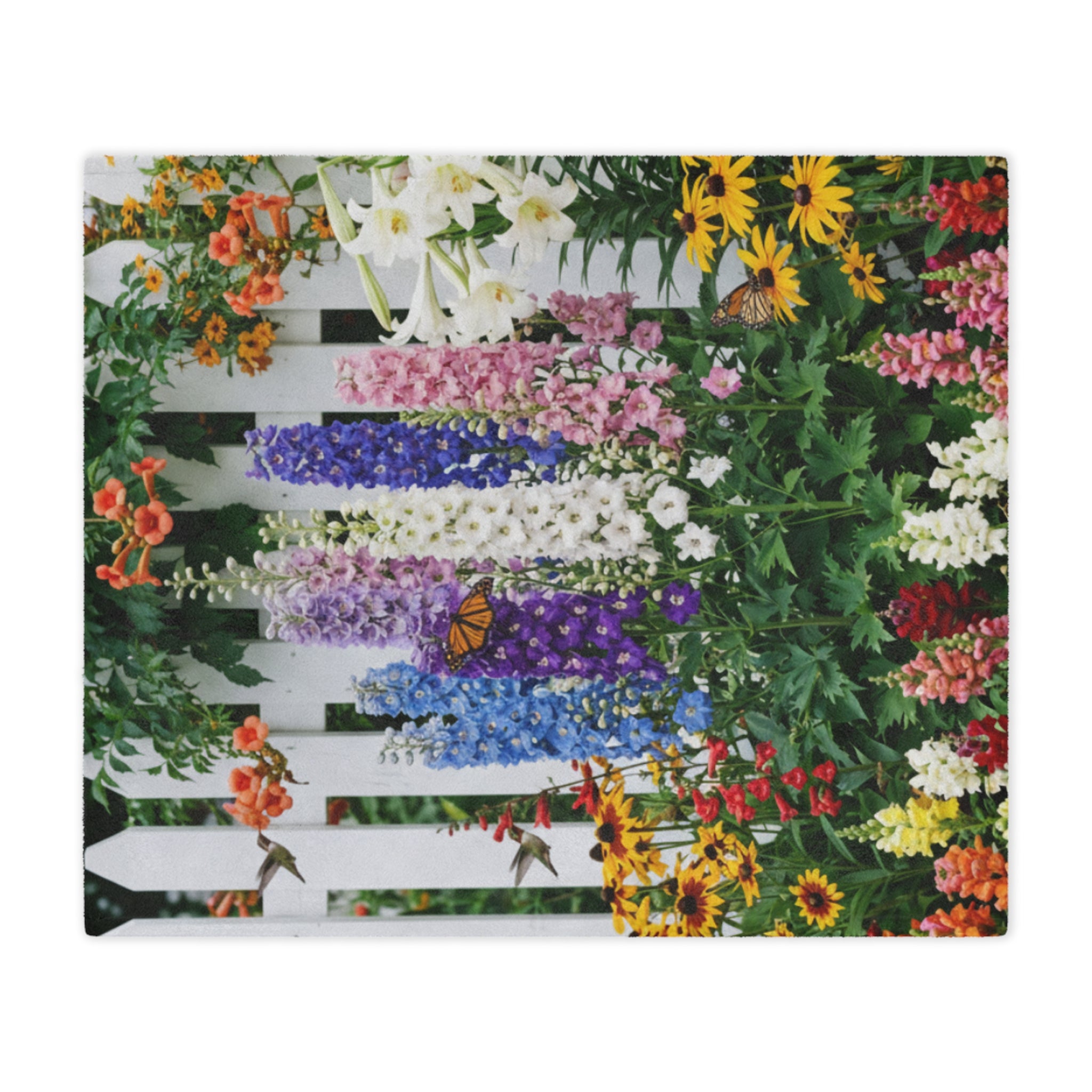 Floral Garden Minky Blanket/ Colorful Lupines & Butterfly Throw