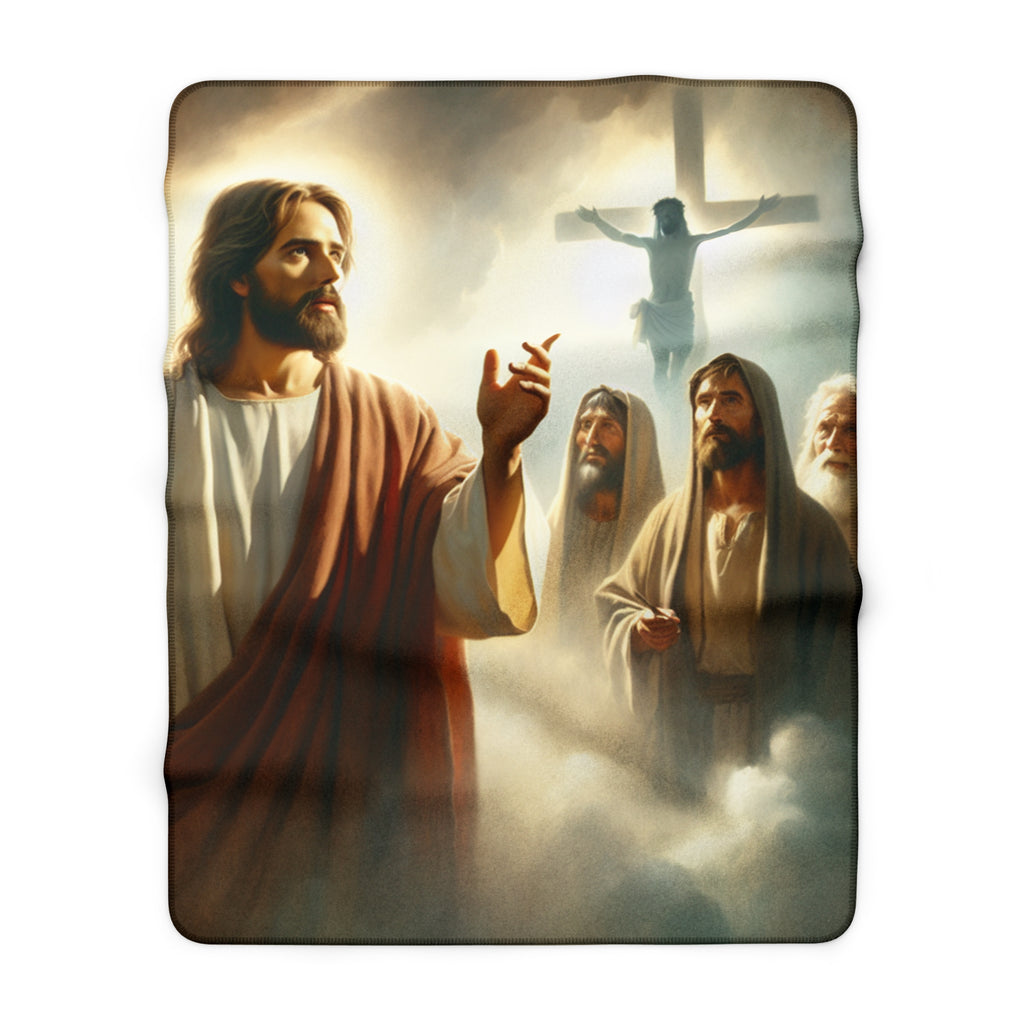 Religious Sherpa Blanket / Jesus with Disciples & Crucifixion Scene