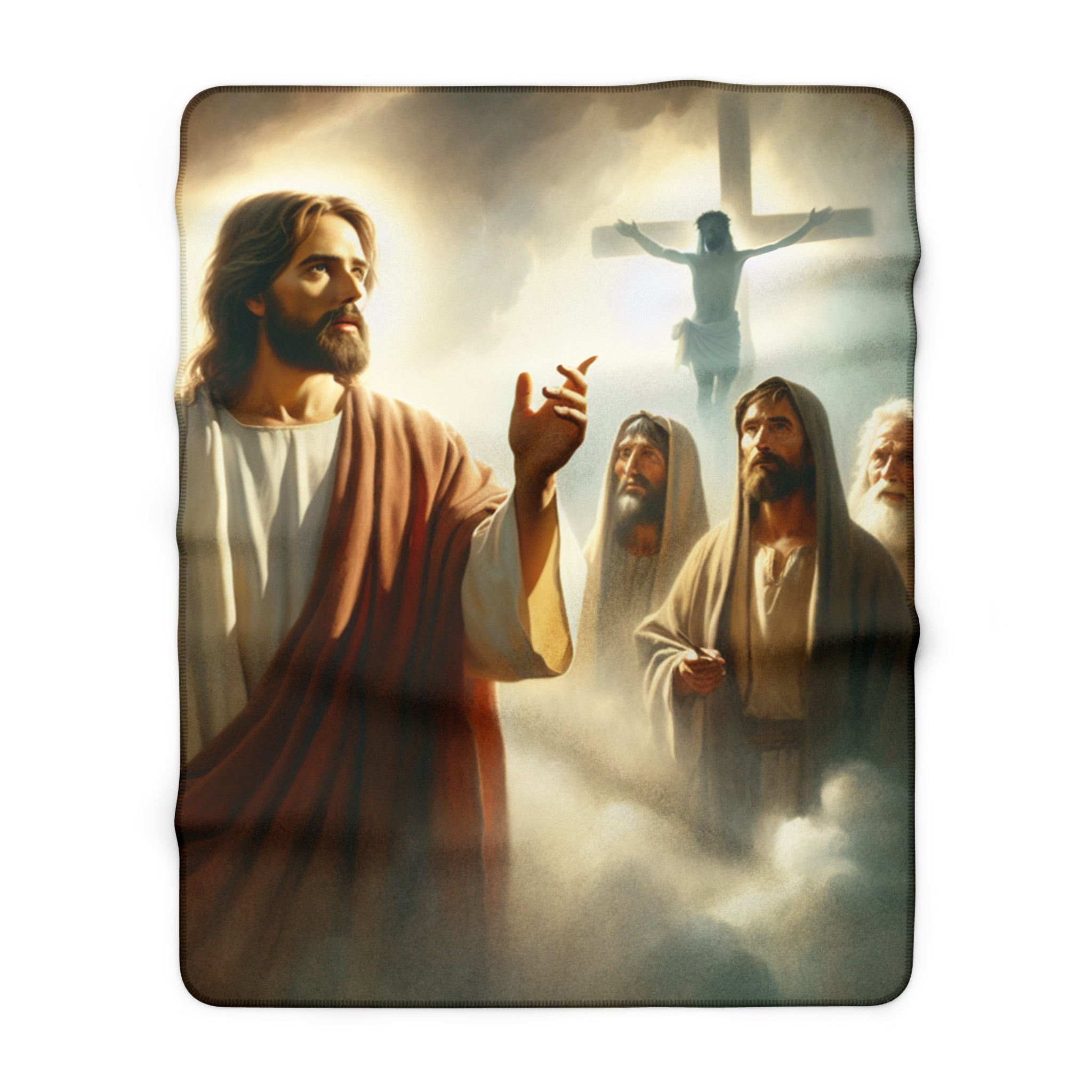 Religious Sherpa Blanket / Jesus with Disciples & Crucifixion Scene